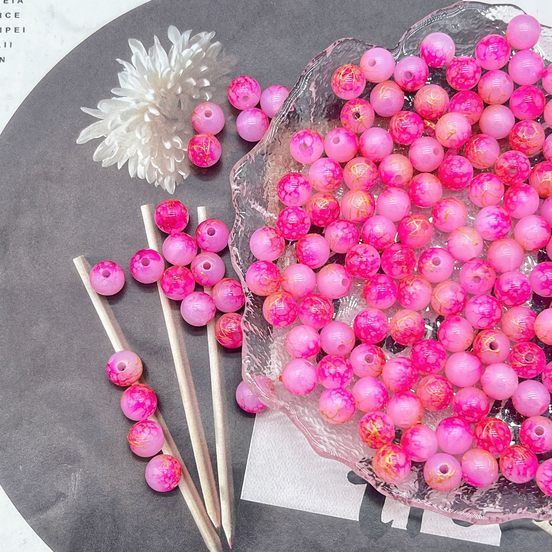 200g Popular jelly dyed, brushed, loose beads, beads, DIY handmade mobile phone accessories, bags, bracelets, accessories and accessories materials HW17