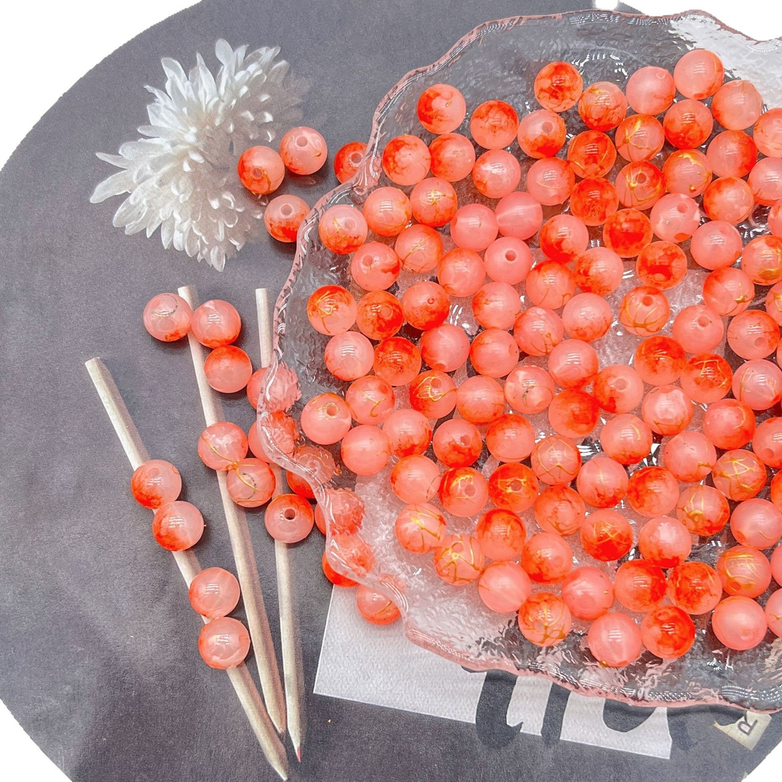 200g Popular jelly dyed, brushed, loose beads, beads, DIY handmade mobile phone accessories, bags, bracelets, accessories and accessories materials HW17