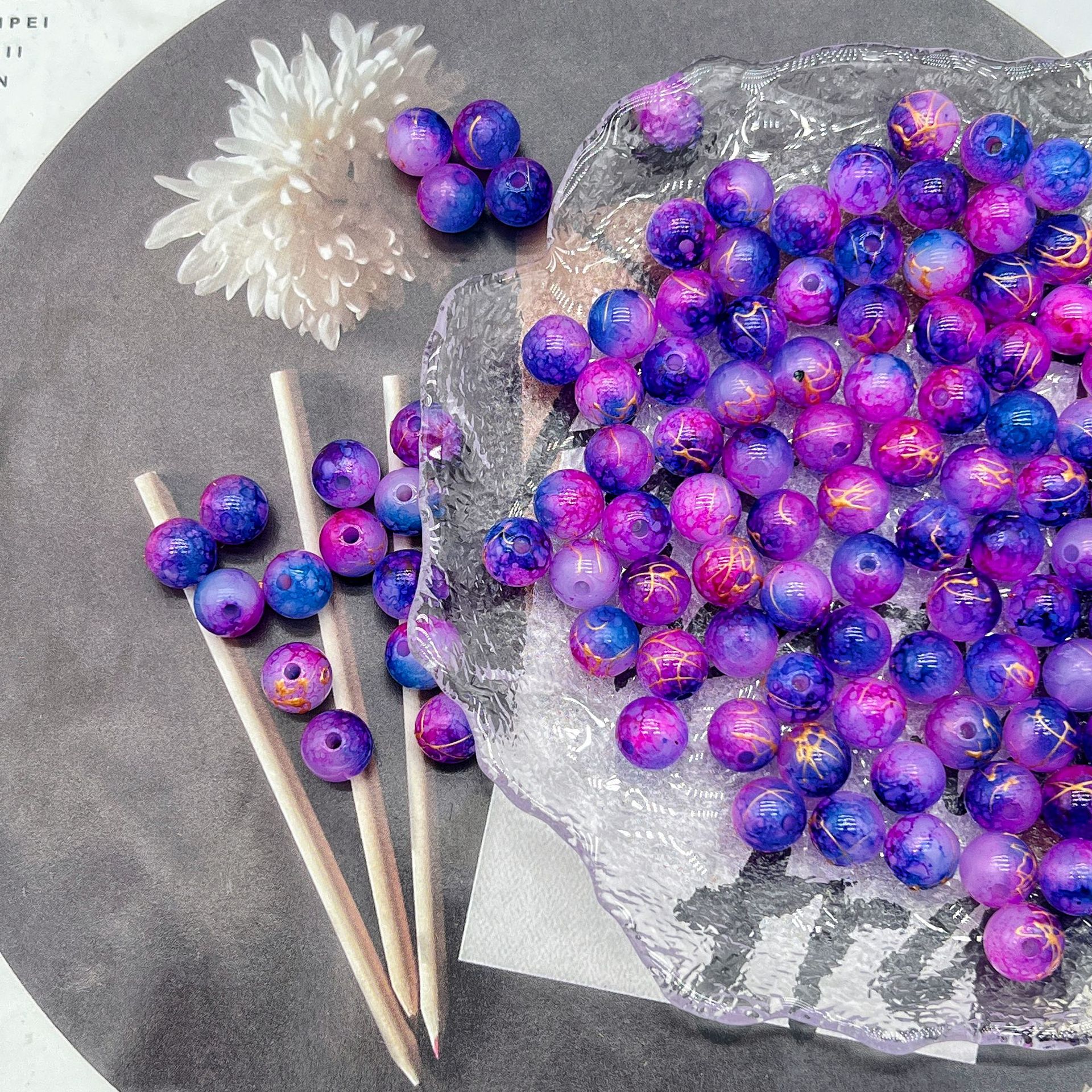 200g Popular jelly dyed, brushed, loose beads, beads, DIY handmade mobile phone accessories, bags, bracelets, accessories and accessories materials HW17