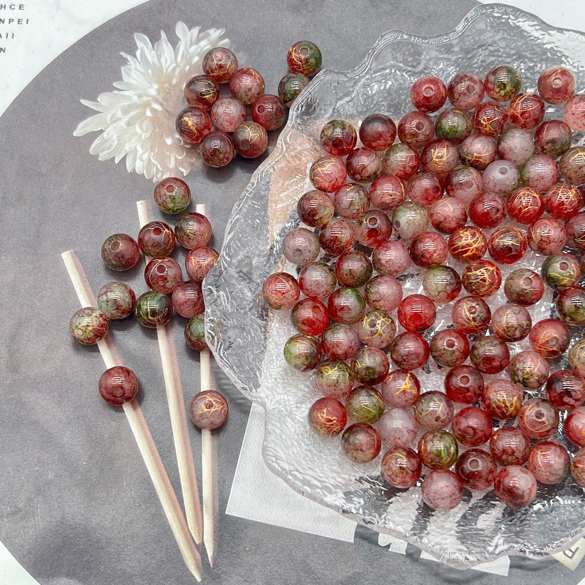 200g Popular jelly dyed, brushed, loose beads, beads, DIY handmade mobile phone accessories, bags, bracelets, accessories and accessories materials HW17