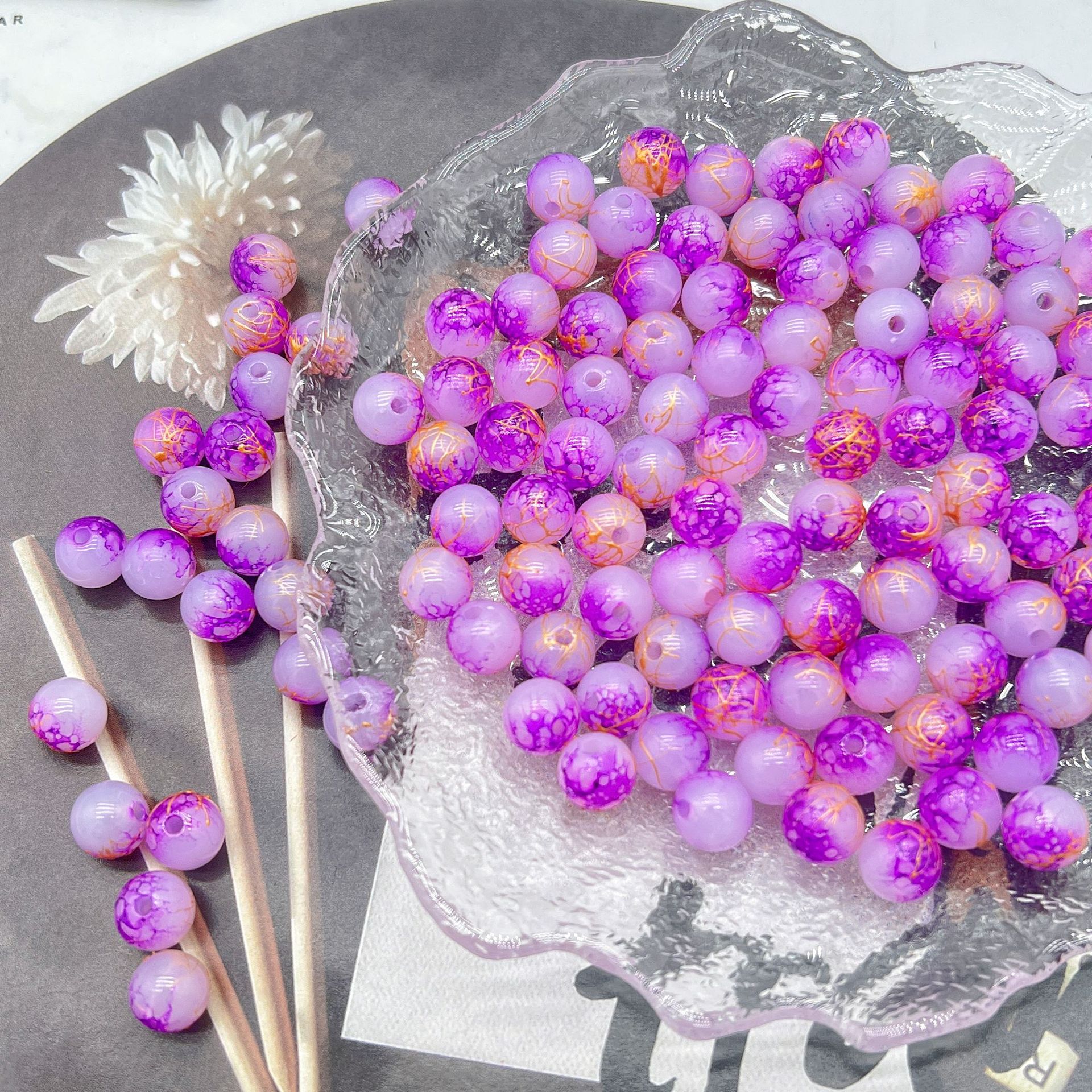 200g Popular jelly dyed, brushed, loose beads, beads, DIY handmade mobile phone accessories, bags, bracelets, accessories and accessories materials HW17