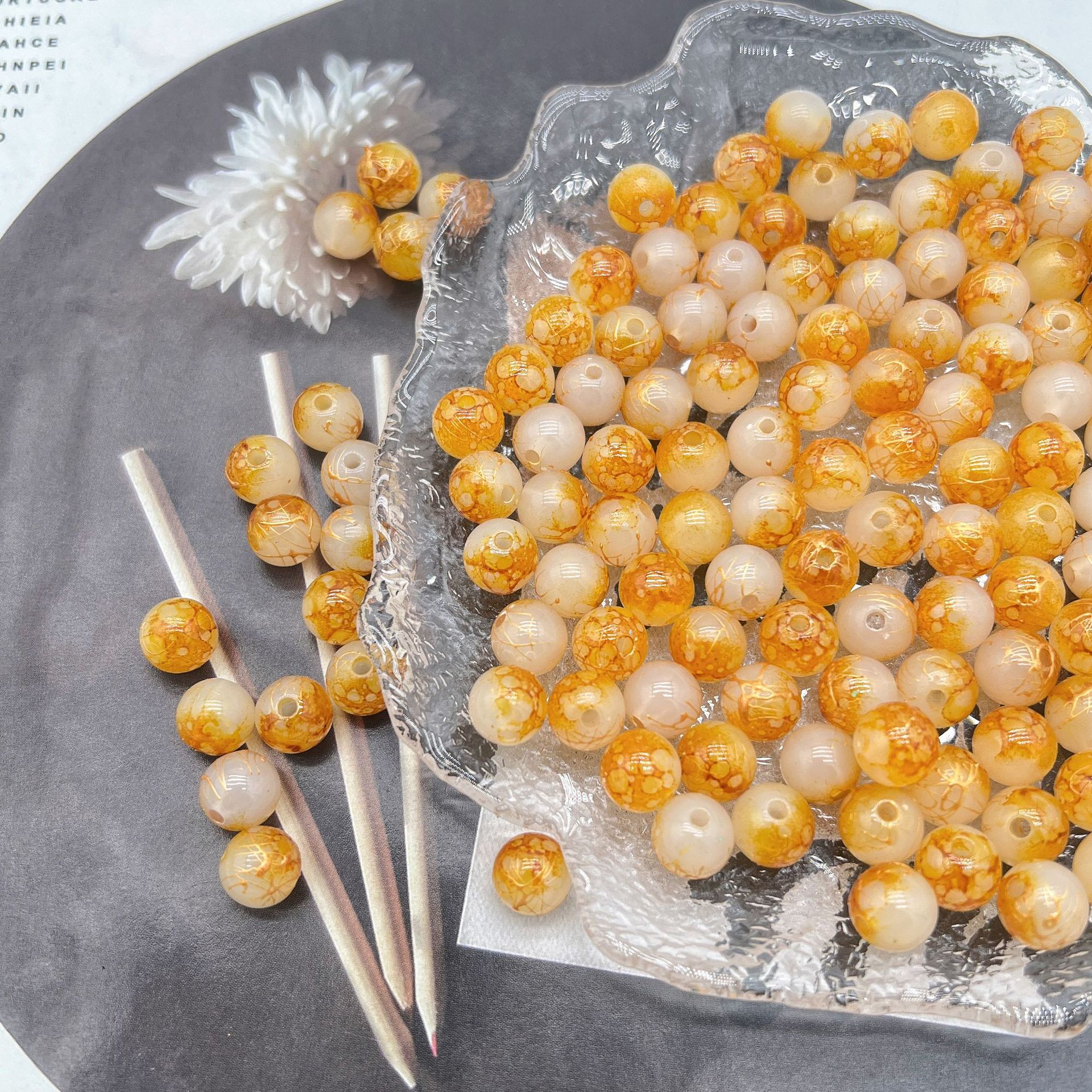 200g Popular jelly dyed, brushed, loose beads, beads, DIY handmade mobile phone accessories, bags, bracelets, accessories and accessories materials HW17