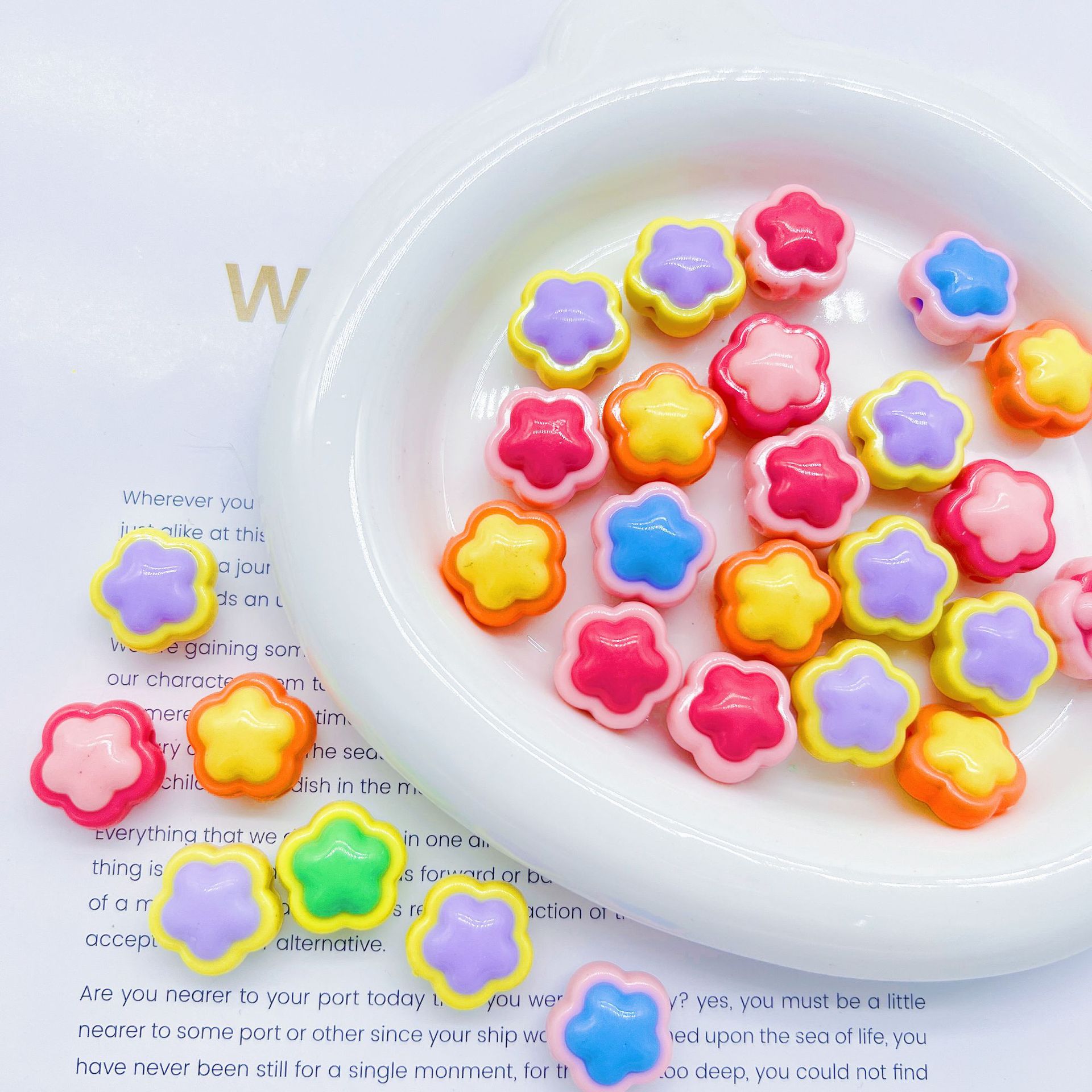 200g Cute cartoon solid color mixed color combination five-pointed star flower love accessories cream glue DIY mobile phone case HW15