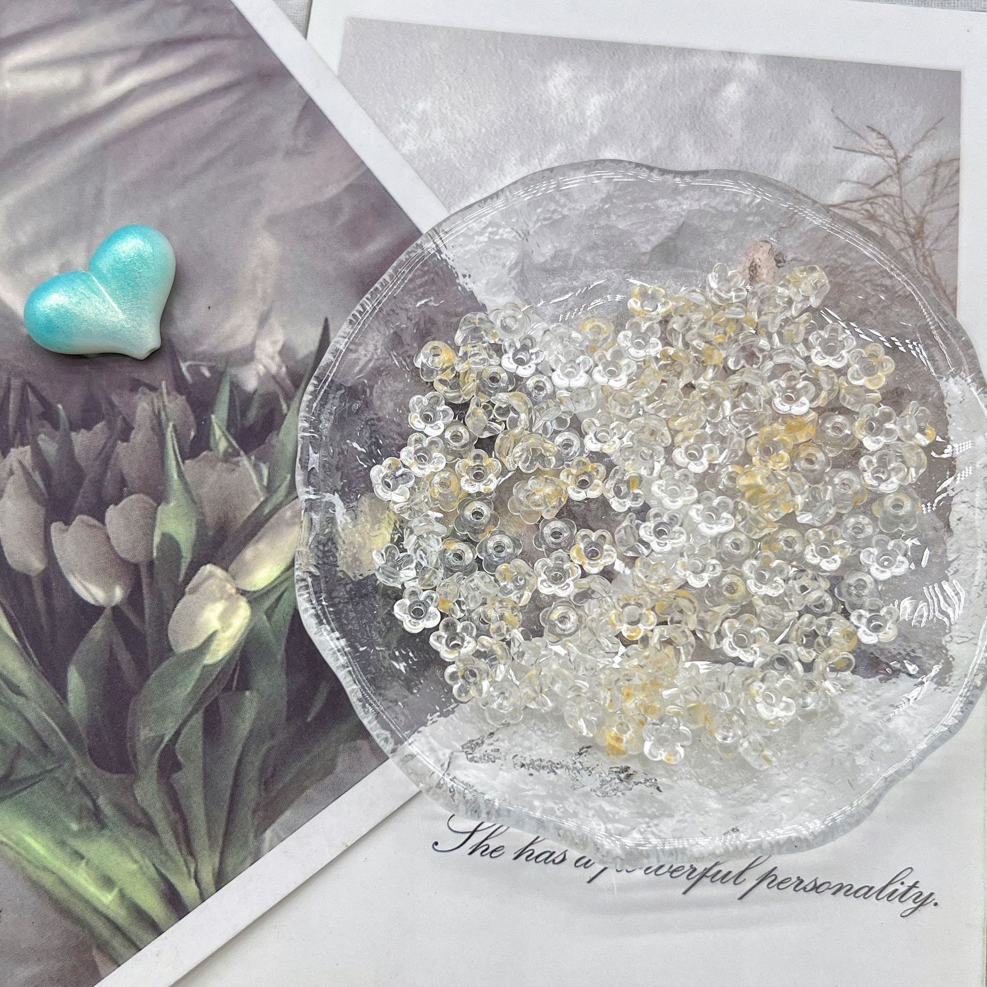 200g Ice-transparent gradient sprinkling gold mini lily of the valley flower style Linghua beaded accessories accessories DIY bracelet bracelet material HW05