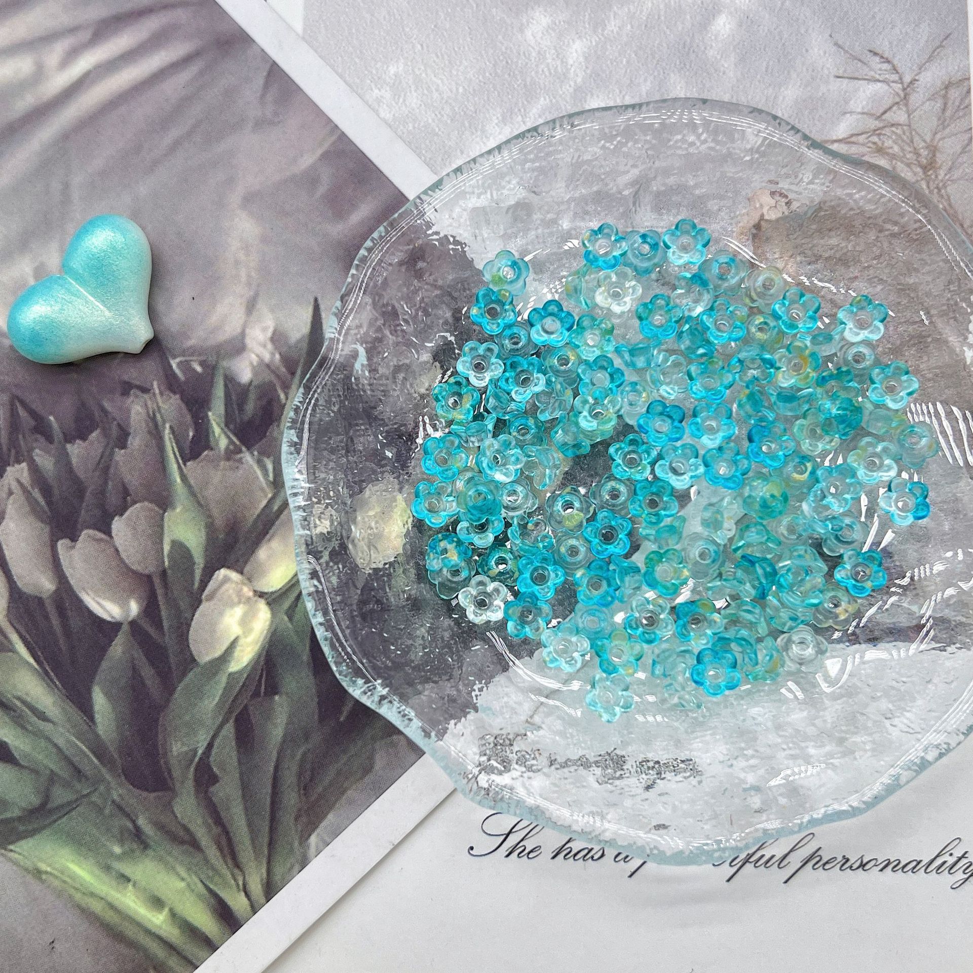 200g Ice-transparent gradient sprinkling gold mini lily of the valley flower style Linghua beaded accessories accessories DIY bracelet bracelet material HW05