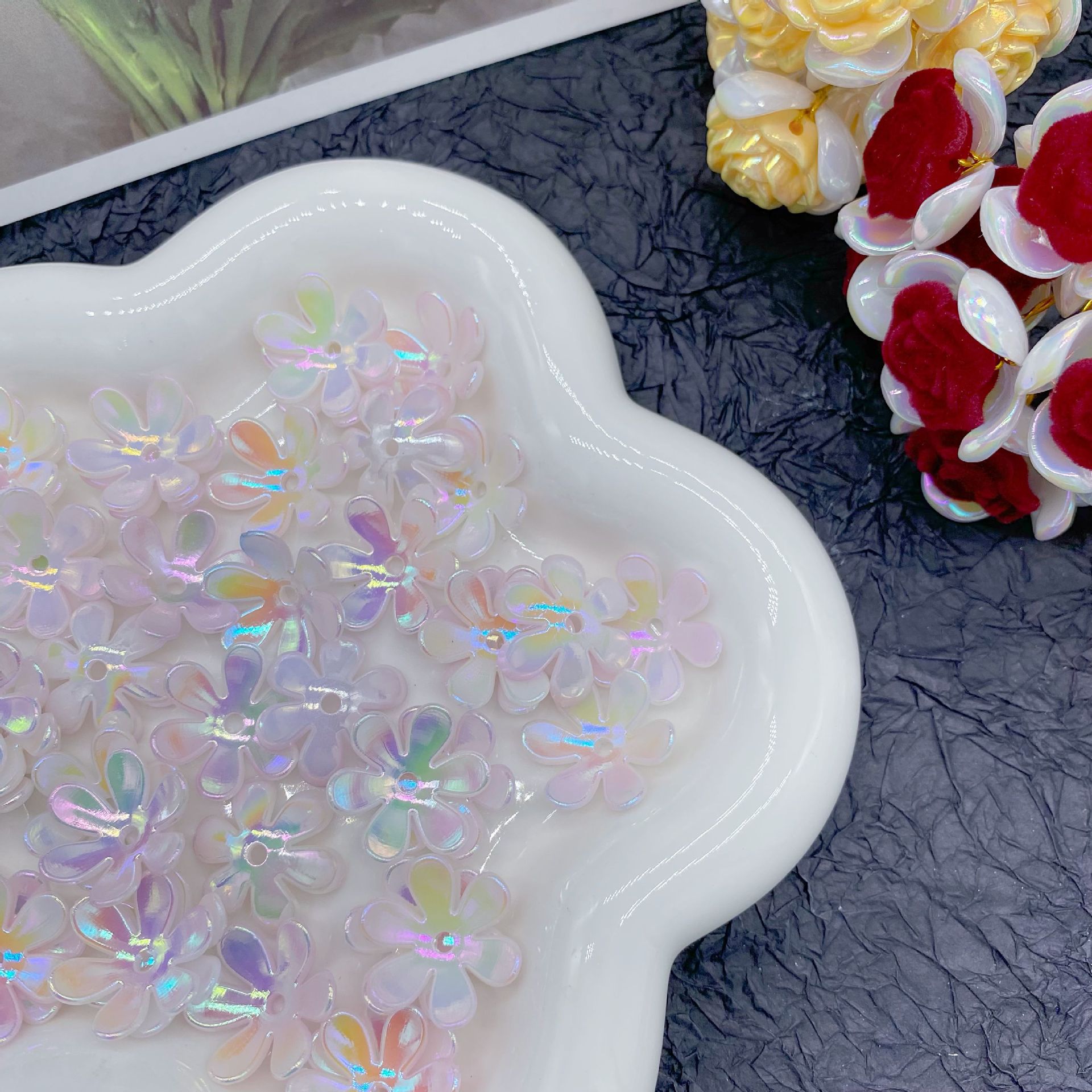 200g Imitation Mabei Gradient Happiness Six-Piece Flower Toad Acrylic DIY Decorative Handmade Jewelry Accessories Mobile Phone Case Cream Glue HW28