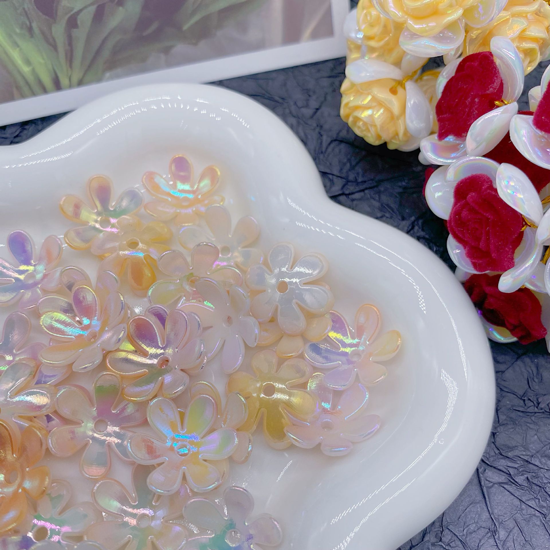 200g Imitation Mabei Gradient Happiness Six-Piece Flower Toad Acrylic DIY Decorative Handmade Jewelry Accessories Mobile Phone Case Cream Glue HW28