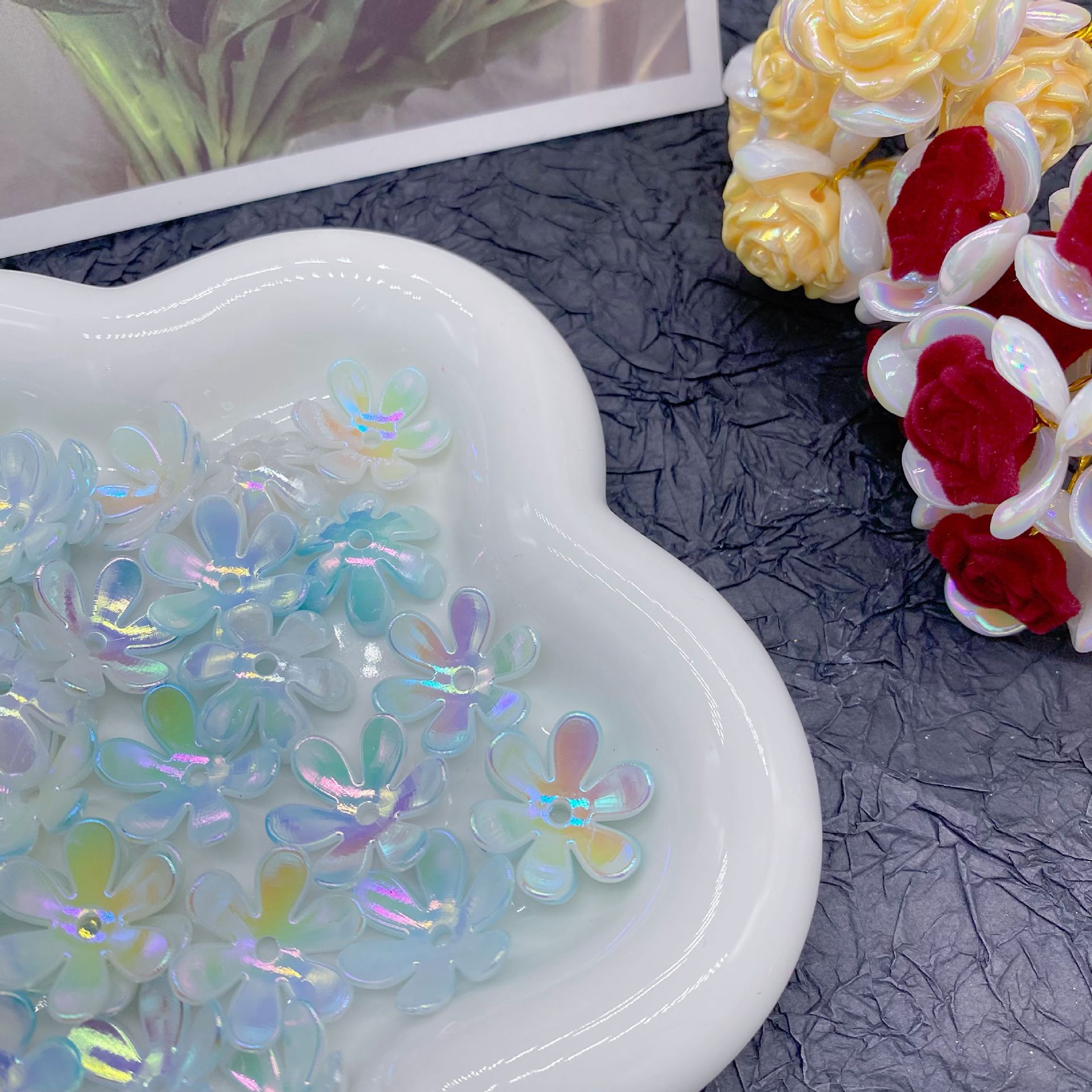 200g Imitation Mabei Gradient Happiness Six-Piece Flower Toad Acrylic DIY Decorative Handmade Jewelry Accessories Mobile Phone Case Cream Glue HW28