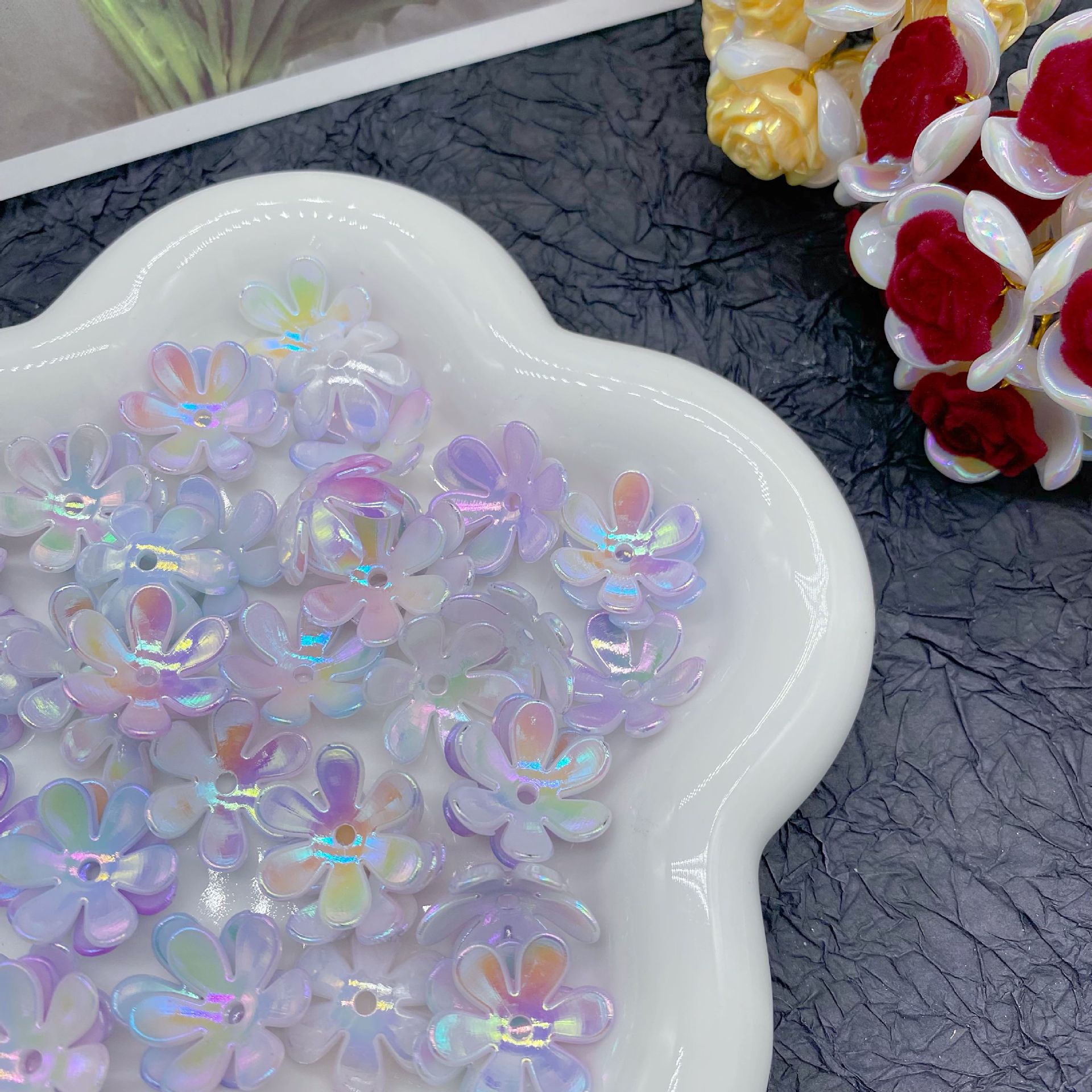 200g Imitation Mabei Gradient Happiness Six-Piece Flower Toad Acrylic DIY Decorative Handmade Jewelry Accessories Mobile Phone Case Cream Glue HW28