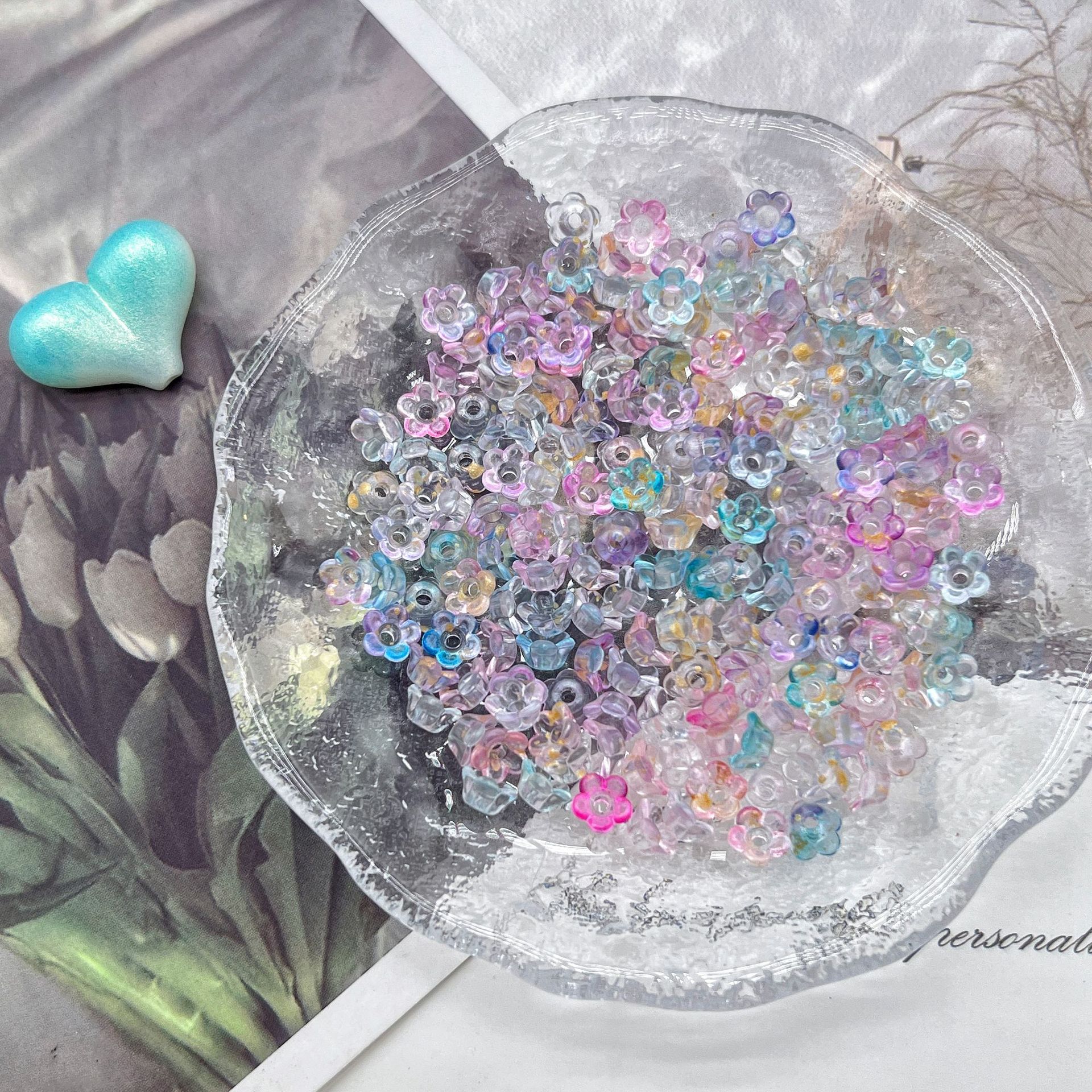 200g Ice-transparent gradient sprinkling gold mini lily of the valley flower style Linghua beaded accessories accessories DIY bracelet bracelet material HW05