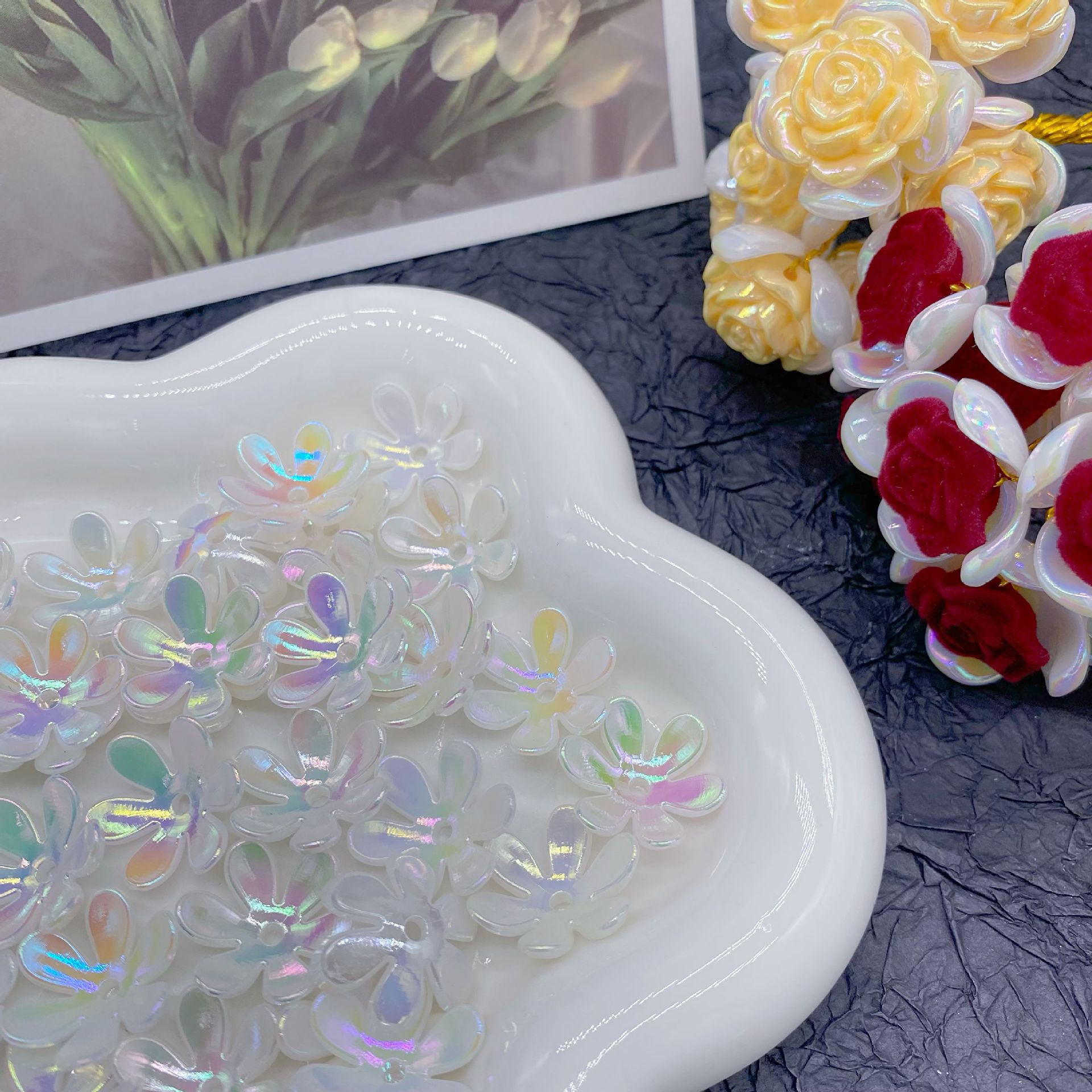 200g Imitation Mabei Gradient Happiness Six-Piece Flower Toad Acrylic DIY Decorative Handmade Jewelry Accessories Mobile Phone Case Cream Glue HW28