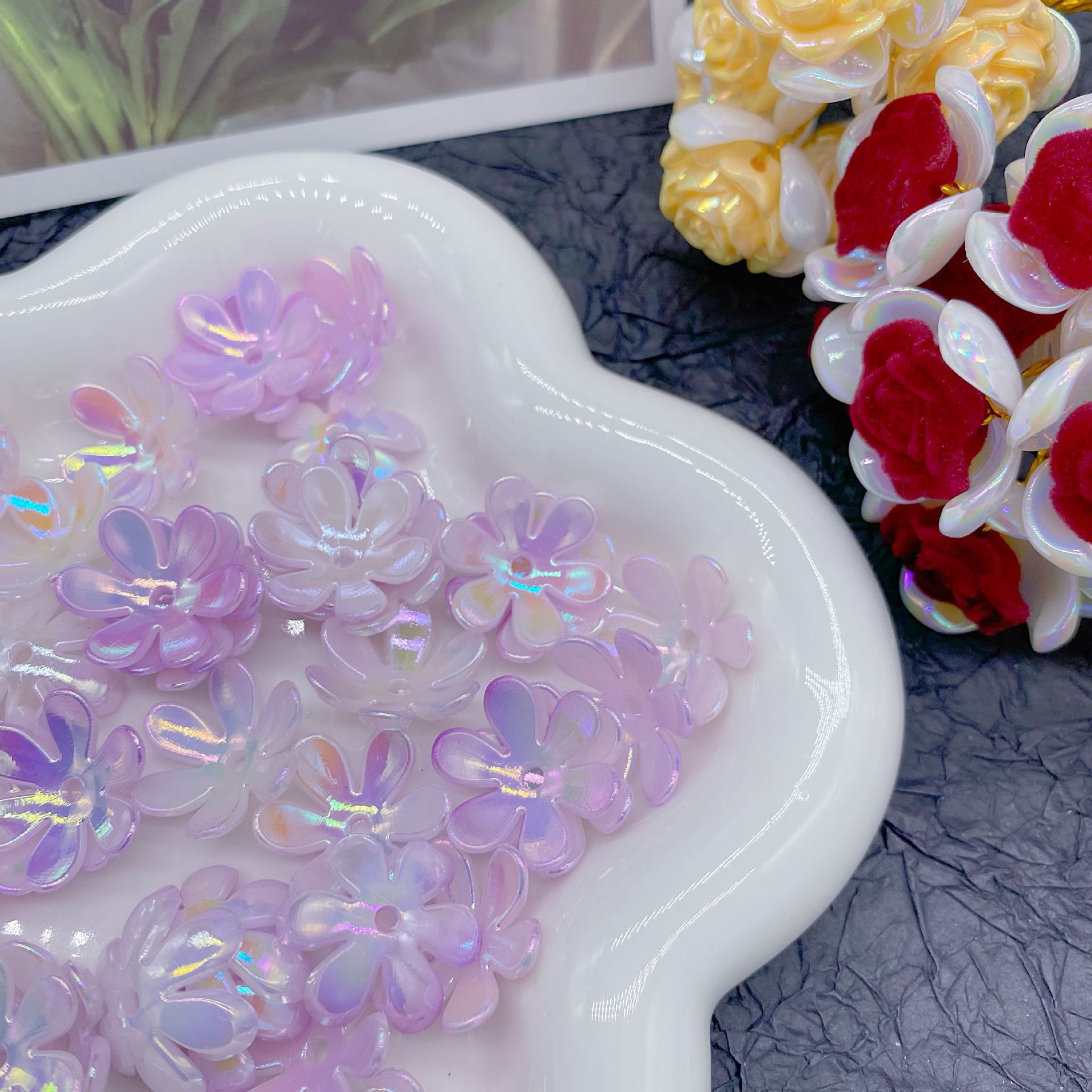 200g Imitation Mabei Gradient Happiness Six-Piece Flower Toad Acrylic DIY Decorative Handmade Jewelry Accessories Mobile Phone Case Cream Glue HW28