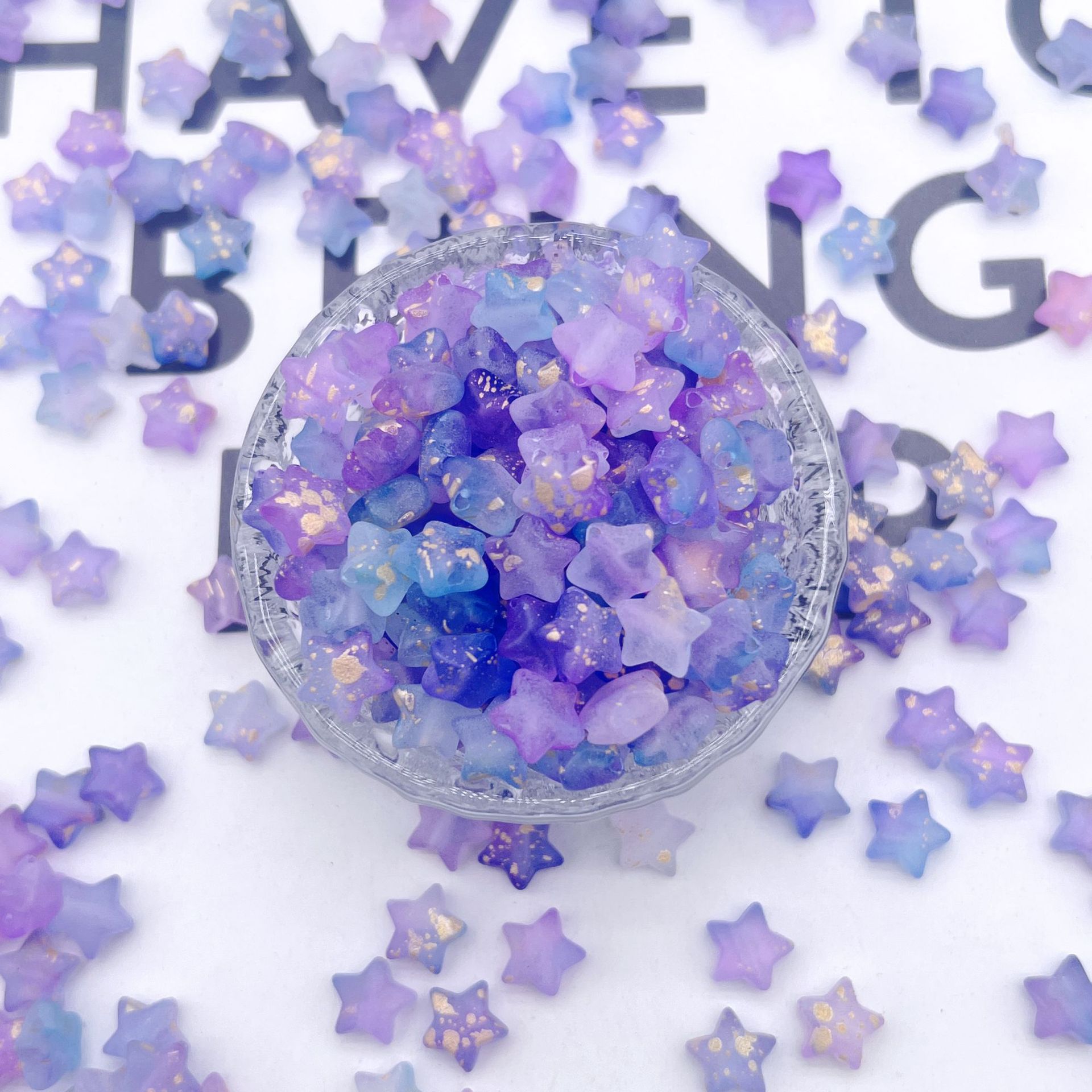 200g  Frosted gold gradient colorful five-pointed star beads handmade DIY beads bracelet earring necklace decoration accessories HW10