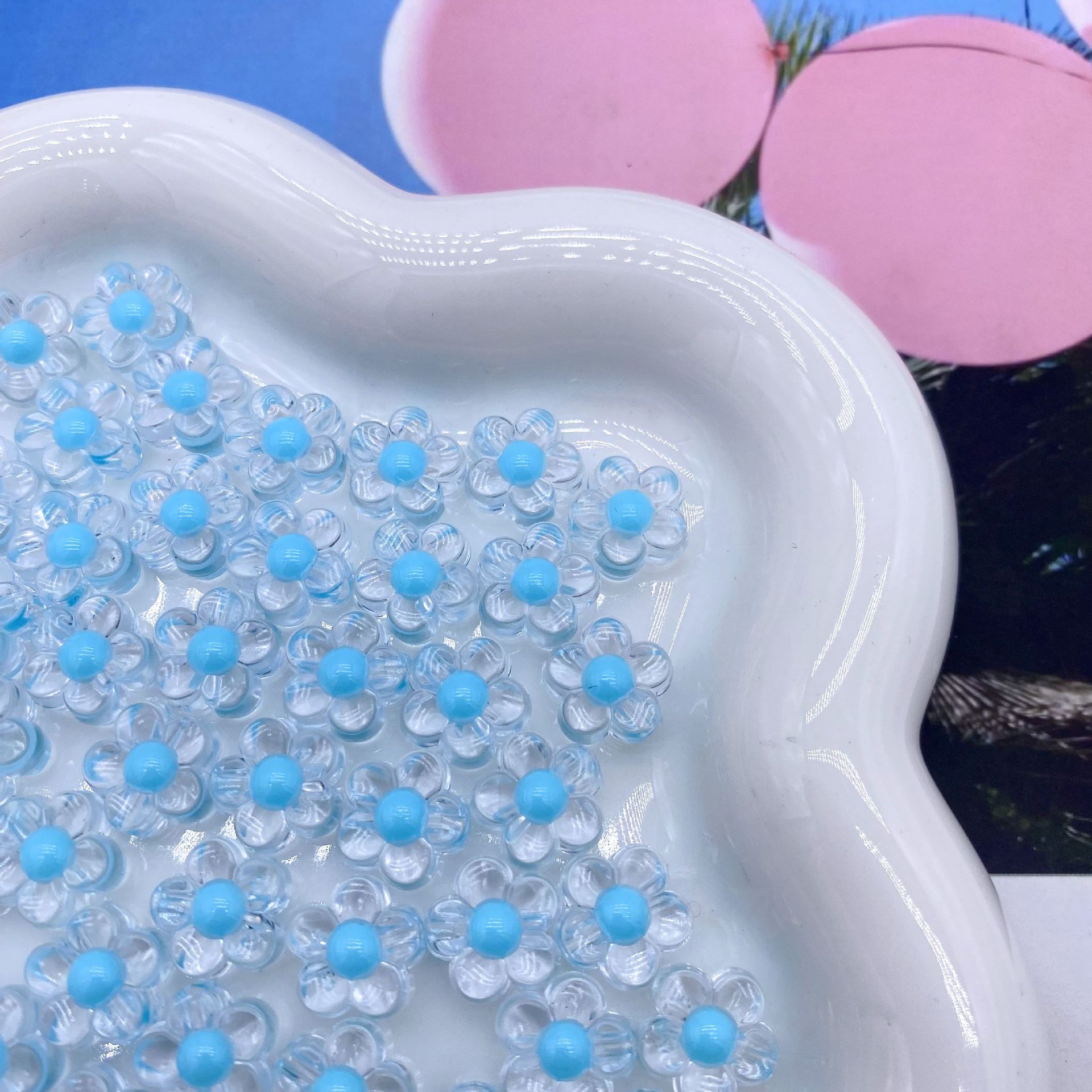 200g Macaron color beads medium bead acrylic small plum blossom straight hole sparse beads mobile phone fill hair rope bracelet material accessories HW20