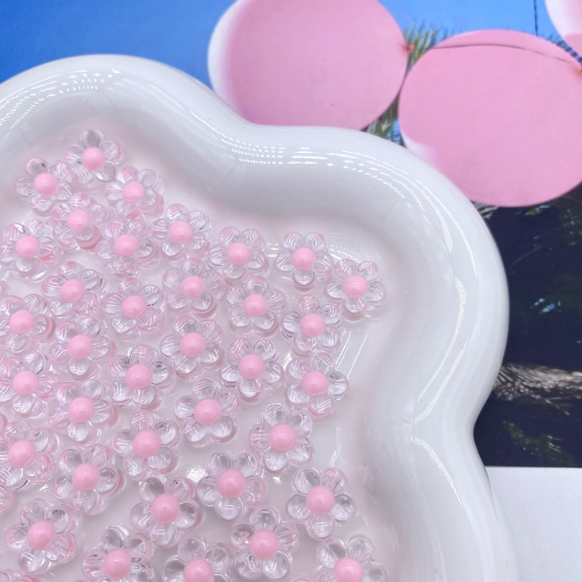 200g Macaron color beads medium bead acrylic small plum blossom straight hole sparse beads mobile phone fill hair rope bracelet material accessories HW20