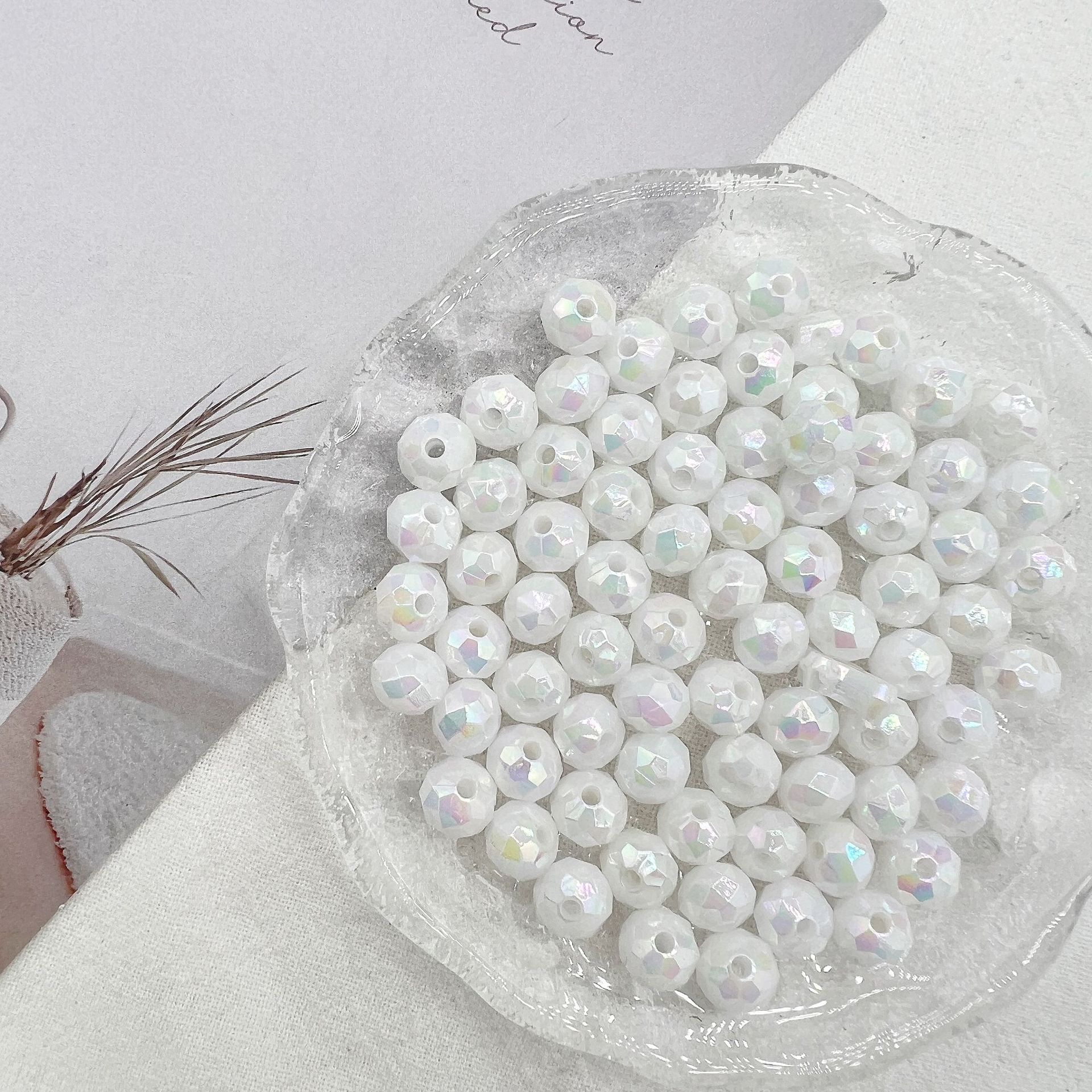 200g Acrylic Aurora Wheel Beads Transparent Colorful Dispersion Beads Handmade Diy Beads Bracelet Pendant Accessories Materials HW19