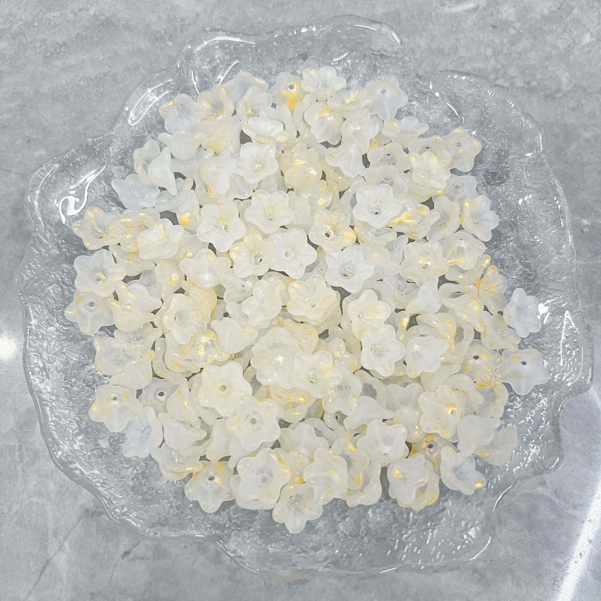 200g Frosted gold glittering lily of the valley flower gradient series straight hole lily of the valley decoration bracelet bracelet DIY accessories HW26