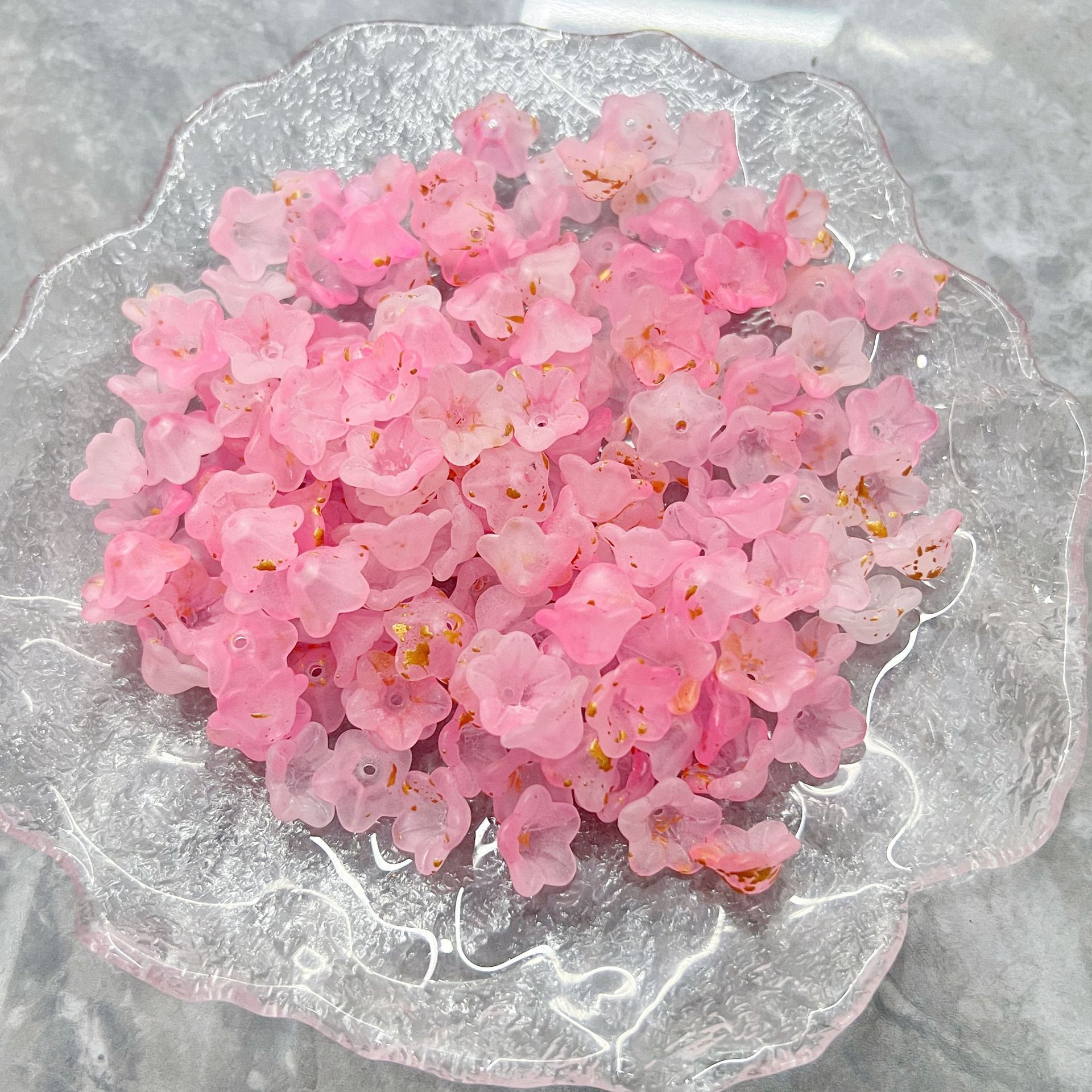 200g Frosted gold glittering lily of the valley flower gradient series straight hole lily of the valley decoration bracelet bracelet DIY accessories HW26