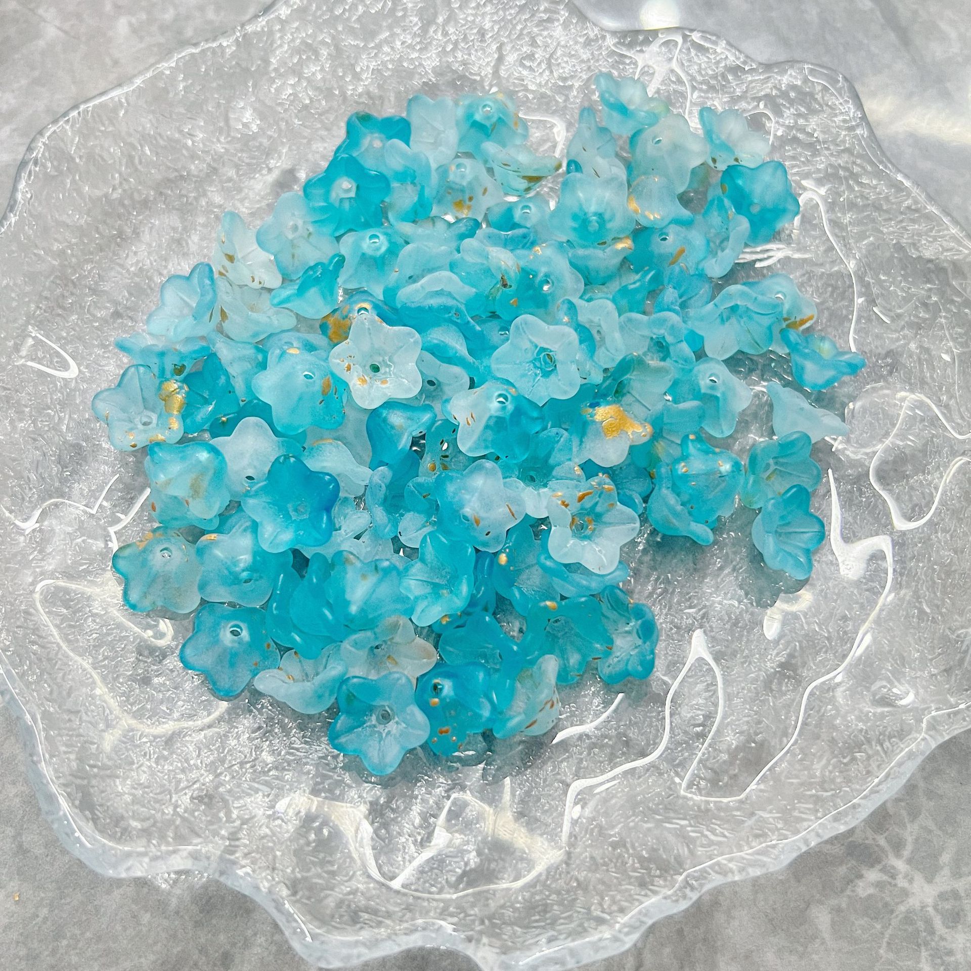 200g Frosted gold glittering lily of the valley flower gradient series straight hole lily of the valley decoration bracelet bracelet DIY accessories HW26