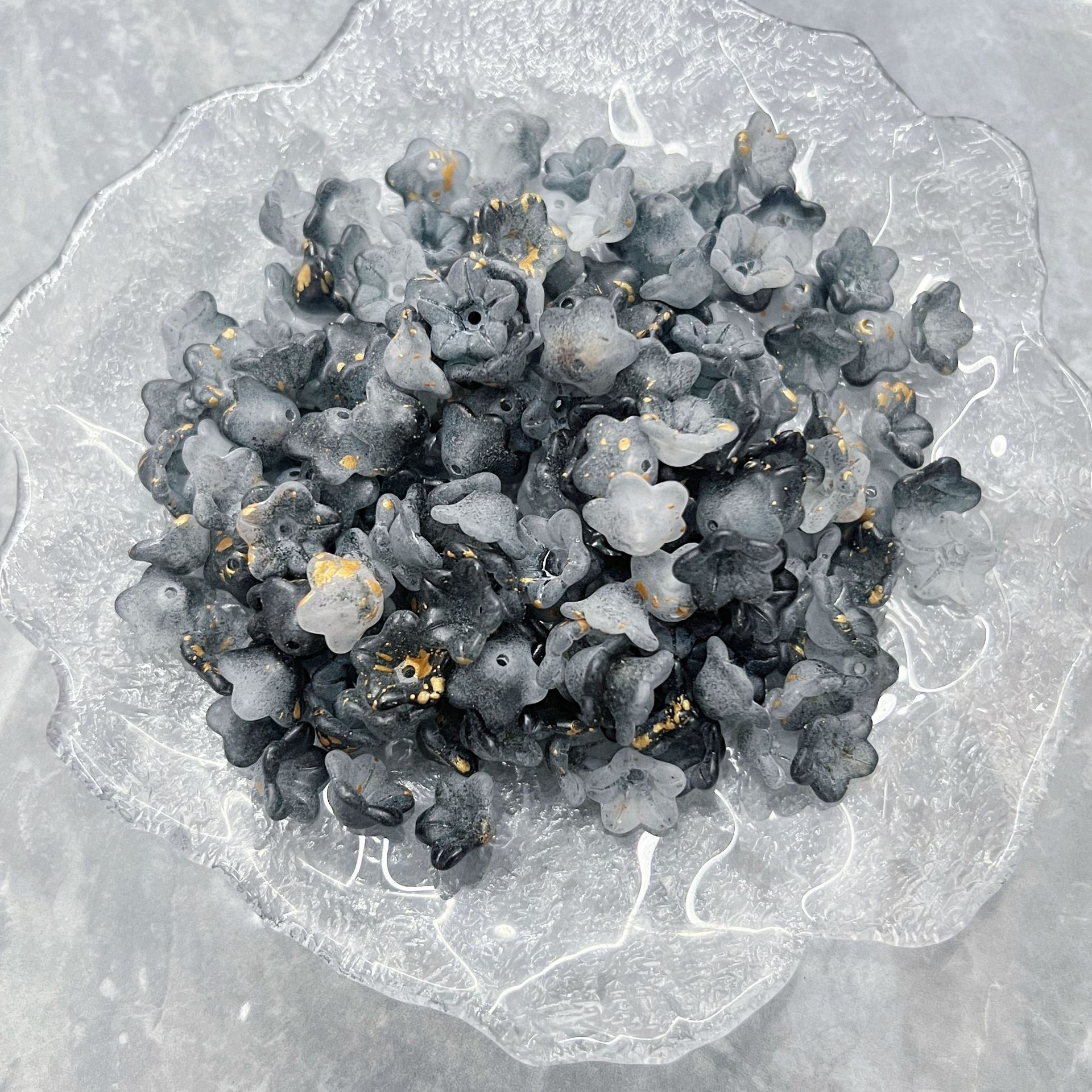 200g Frosted gold glittering lily of the valley flower gradient series straight hole lily of the valley decoration bracelet bracelet DIY accessories HW26