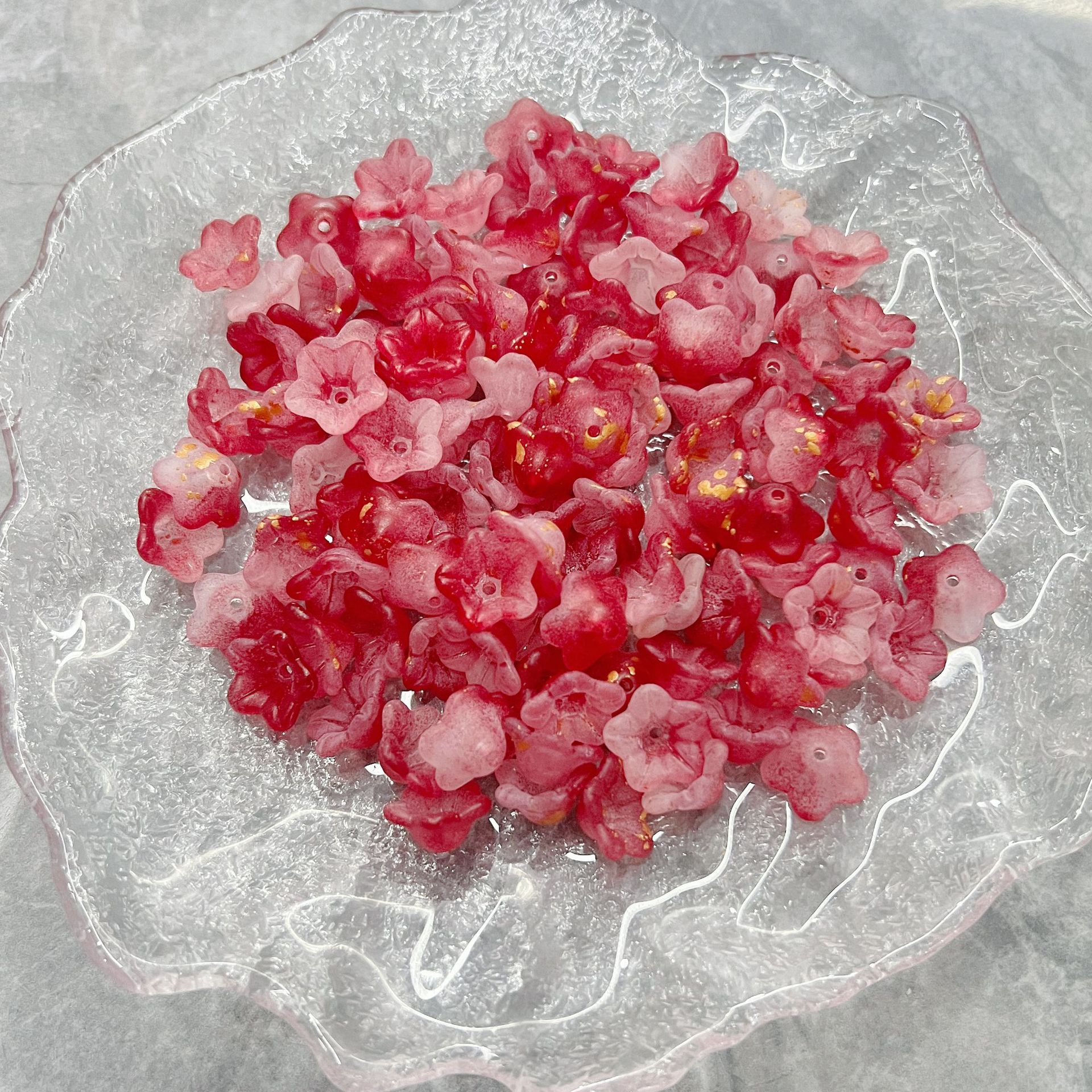 200g Frosted gold glittering lily of the valley flower gradient series straight hole lily of the valley decoration bracelet bracelet DIY accessories HW26