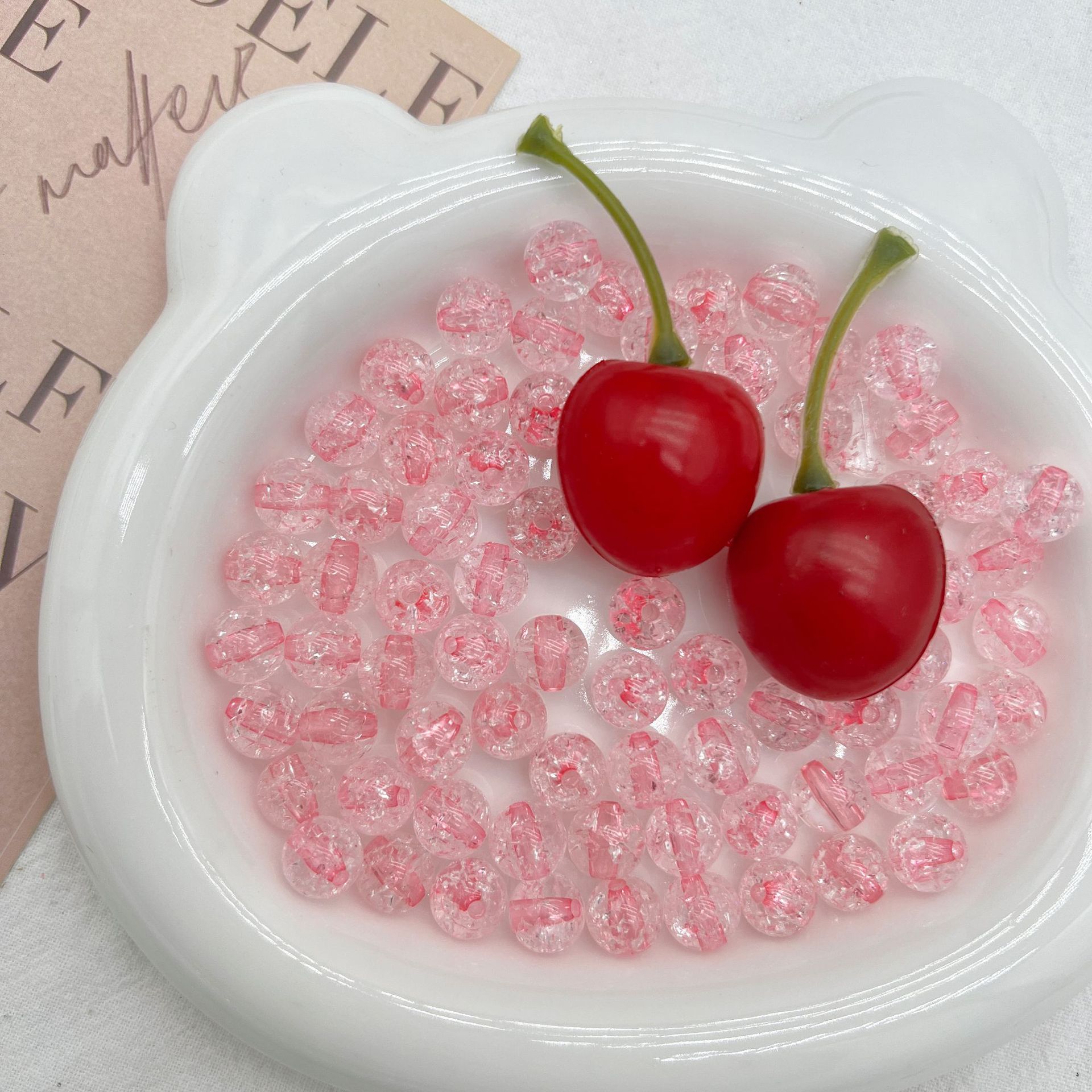 200g Acrylic 10mm dyed core burst round bead transparent color crack bead handmade DIY bead bracelet accessories material HW40