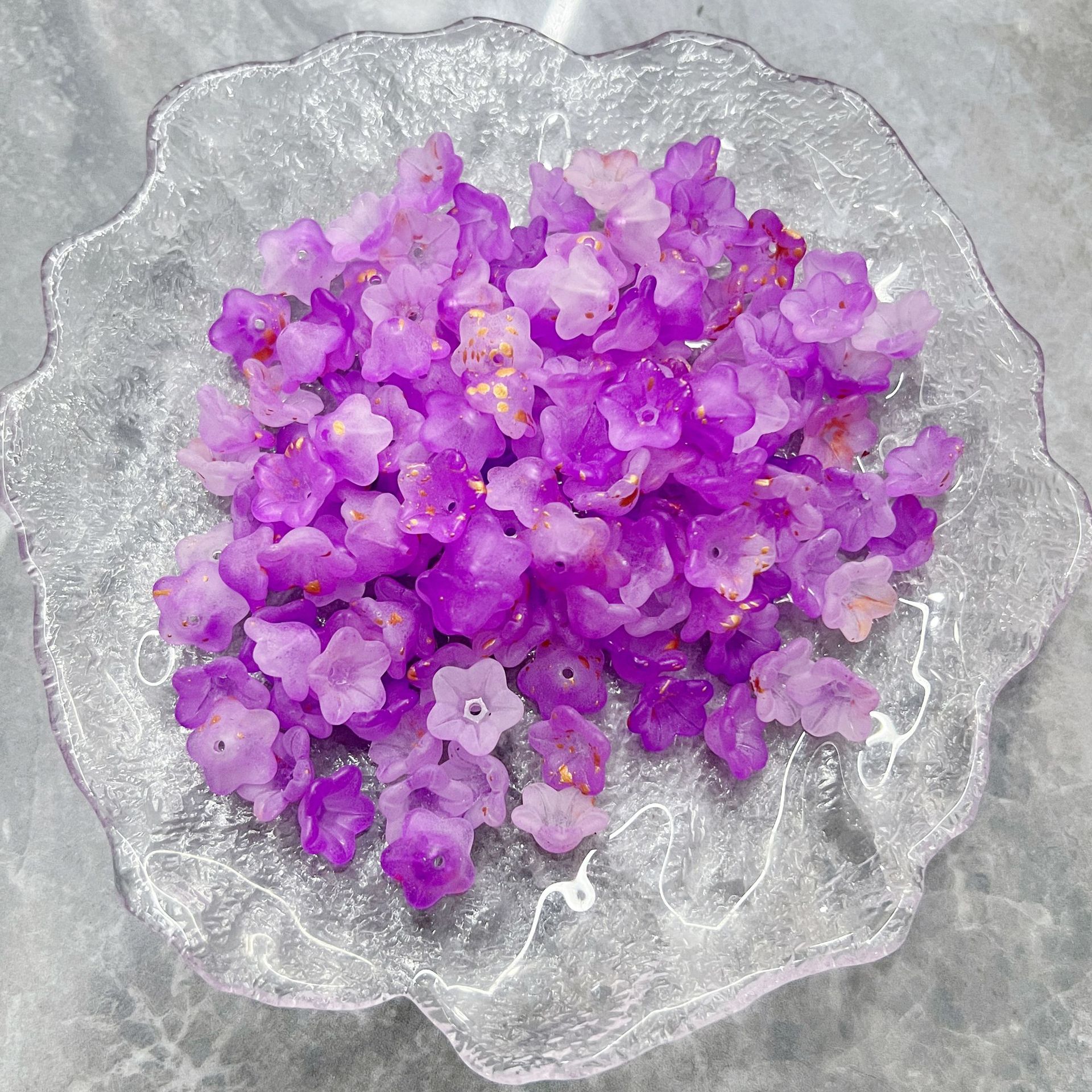 200g Frosted gold glittering lily of the valley flower gradient series straight hole lily of the valley decoration bracelet bracelet DIY accessories HW26