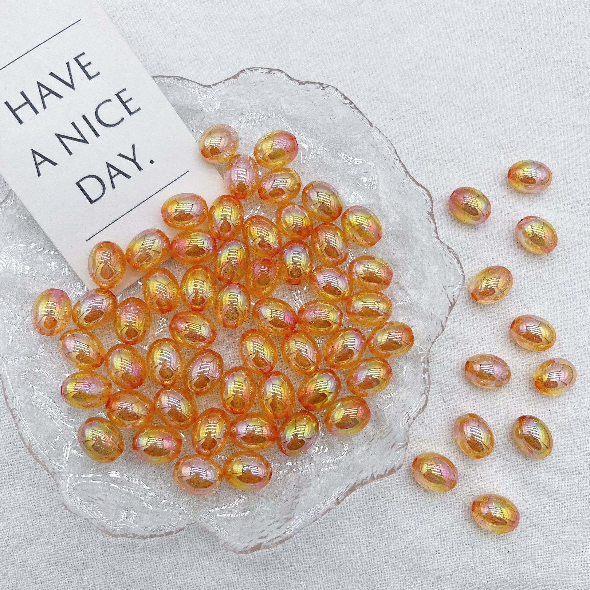 200g Acrylic UV onion powder Mermaid Oval Bead Fantasy Colorful Transparent Egg Bead Handmade DIY Beads Matching Accessories Materials  HW12