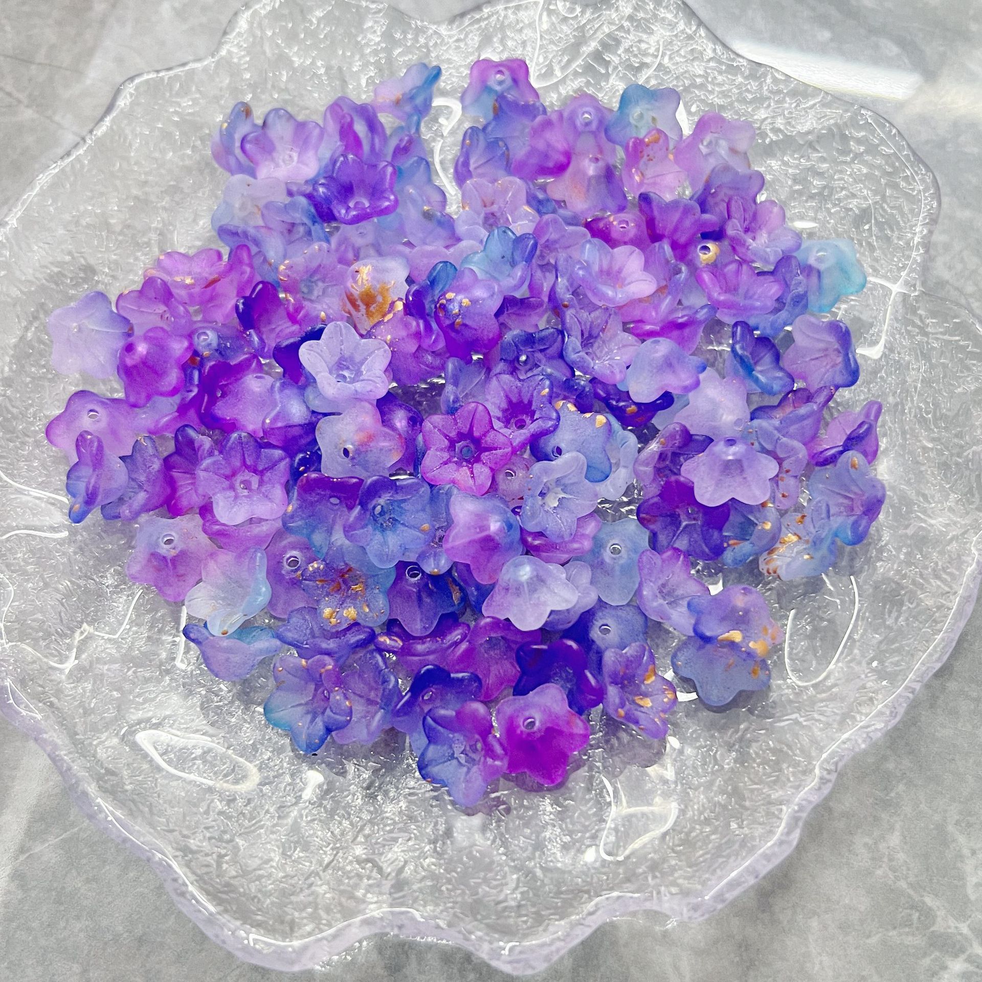 200g Frosted gold glittering lily of the valley flower gradient series straight hole lily of the valley decoration bracelet bracelet DIY accessories HW26