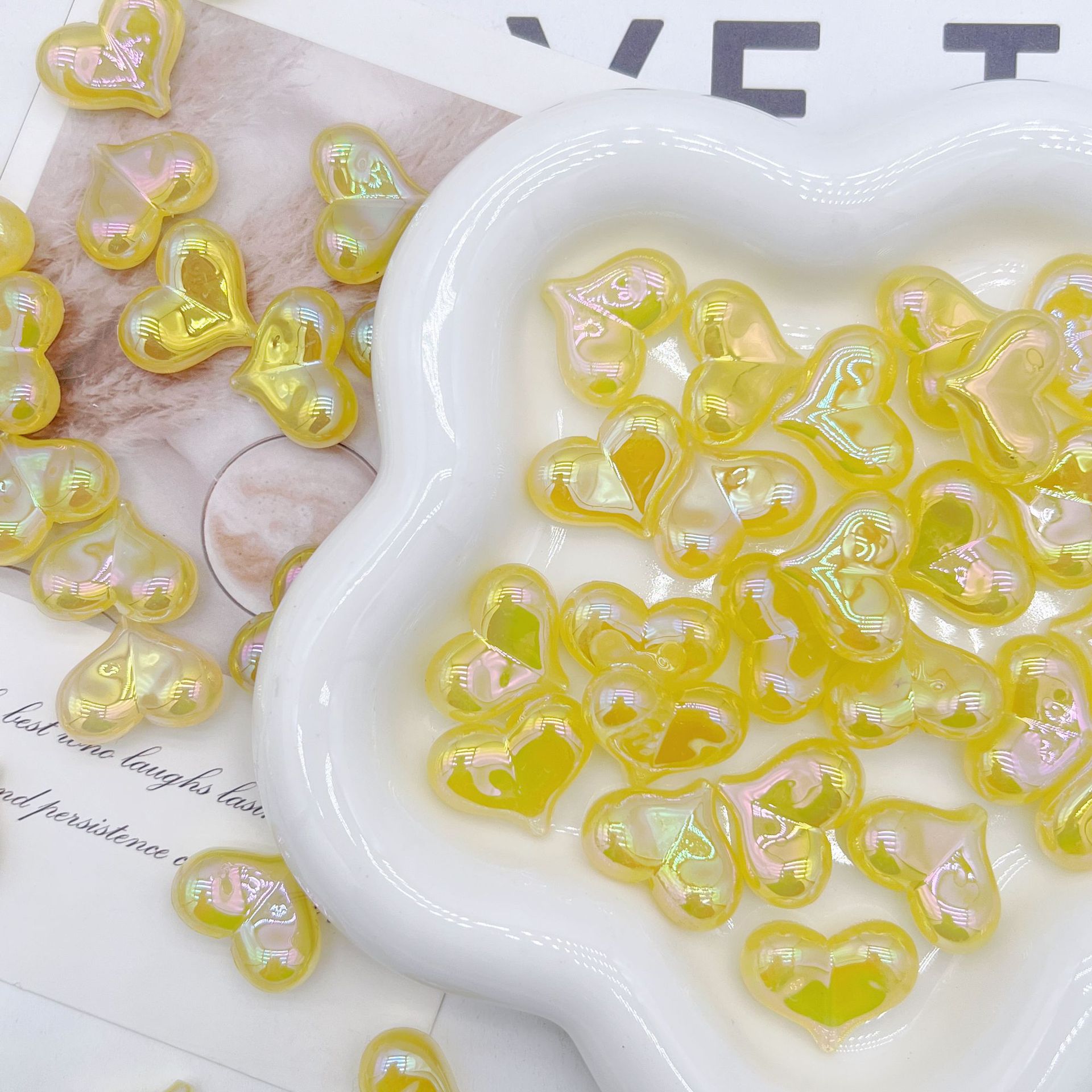 200g Acrylic UV plated jelly cute straight hole peach candy color handmade DIY necklace accessories accessories materials  HW04