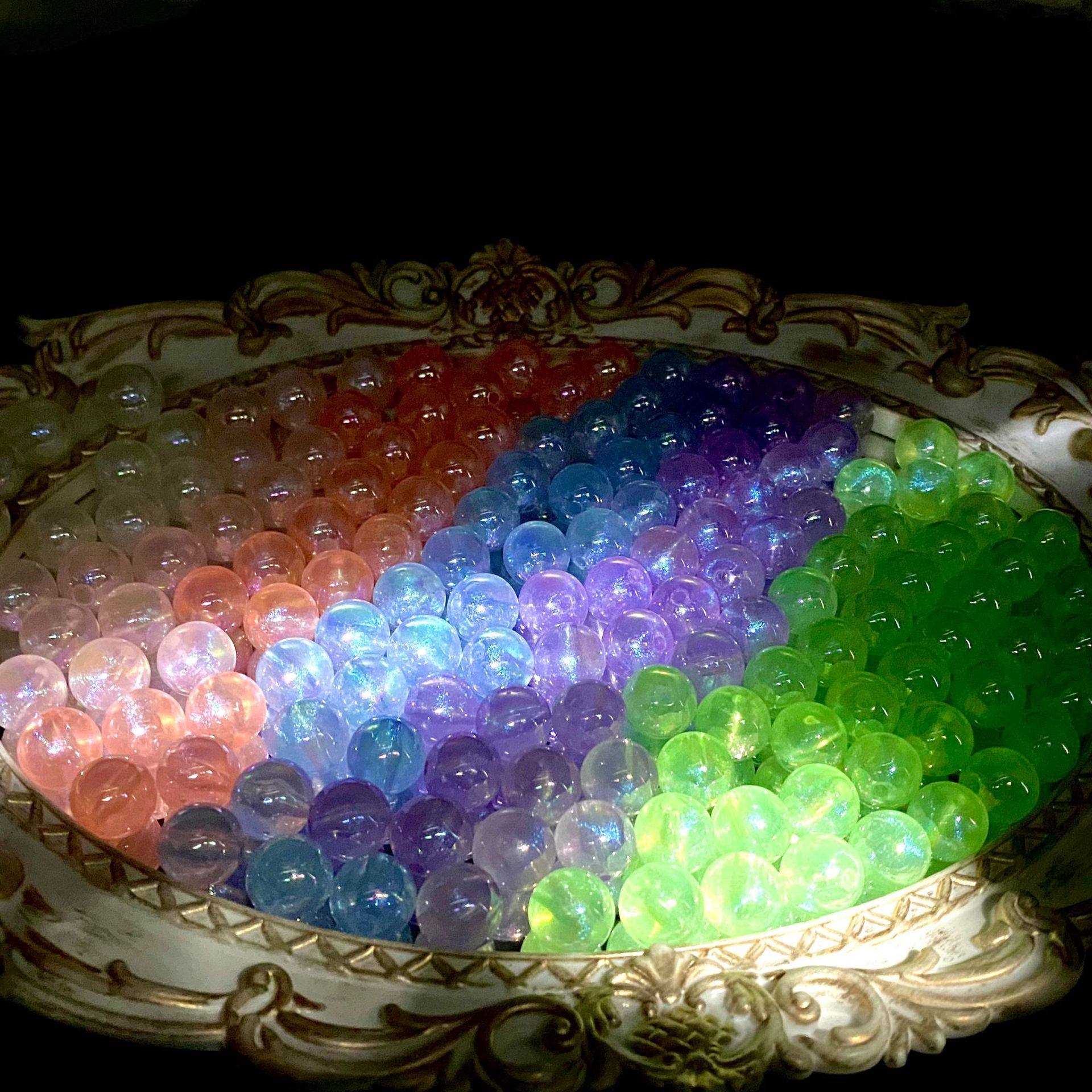 200g Acrylic colored mermaid ball beads thin flash fantasy colored macaron straight hole loose bead car hanging ring DIY jewelry accessories  HW24