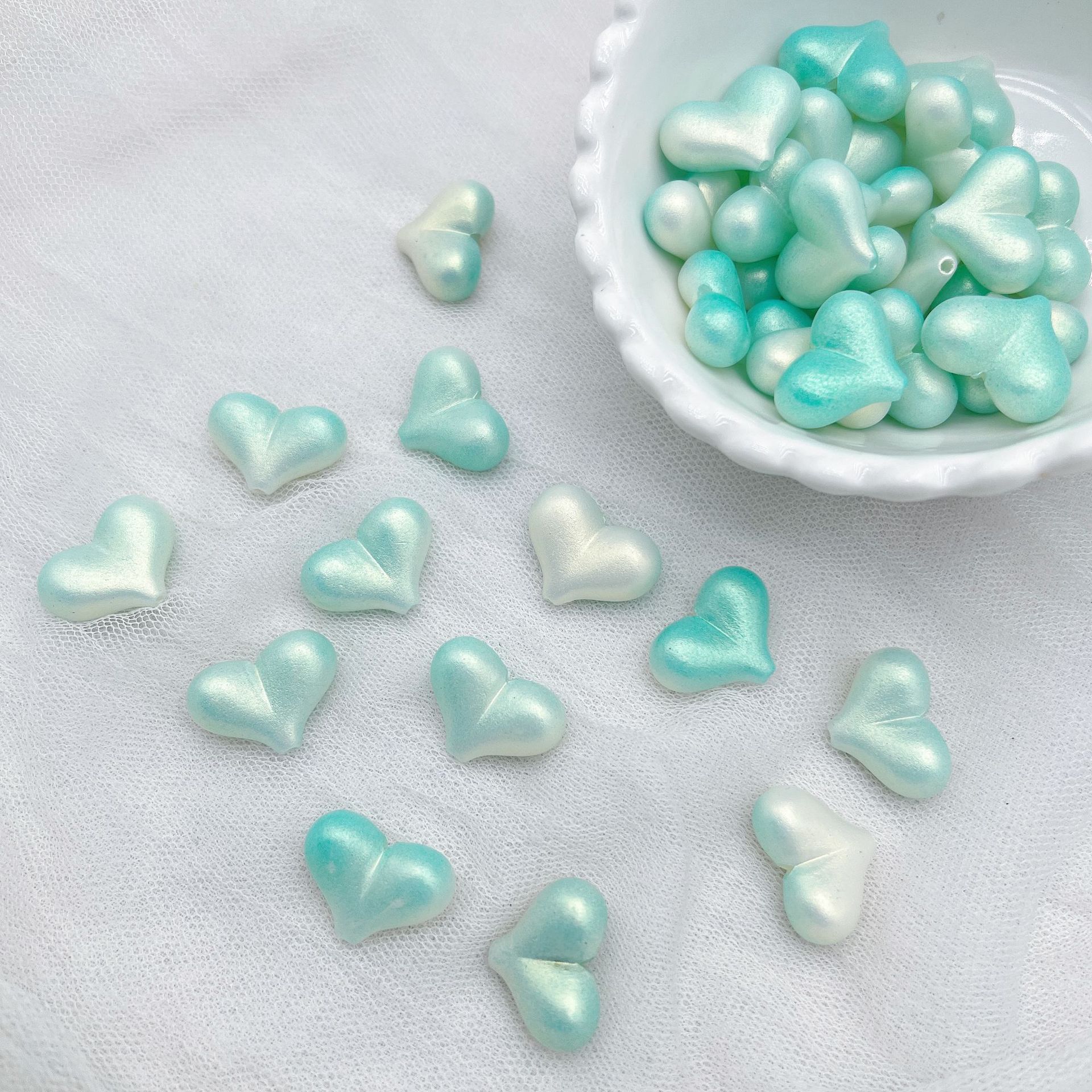 200G Acrylic fantasy gold gradient peach through hole love heart peach heart hand-beaded bracelet jewelry DIY accessories materials  HW30