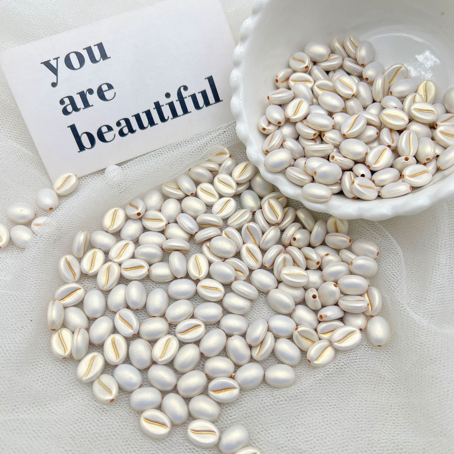 200G Acrylic retro style gold-patterned coffee beads handmade DIY beads mobile phone case accessories production materials HW22