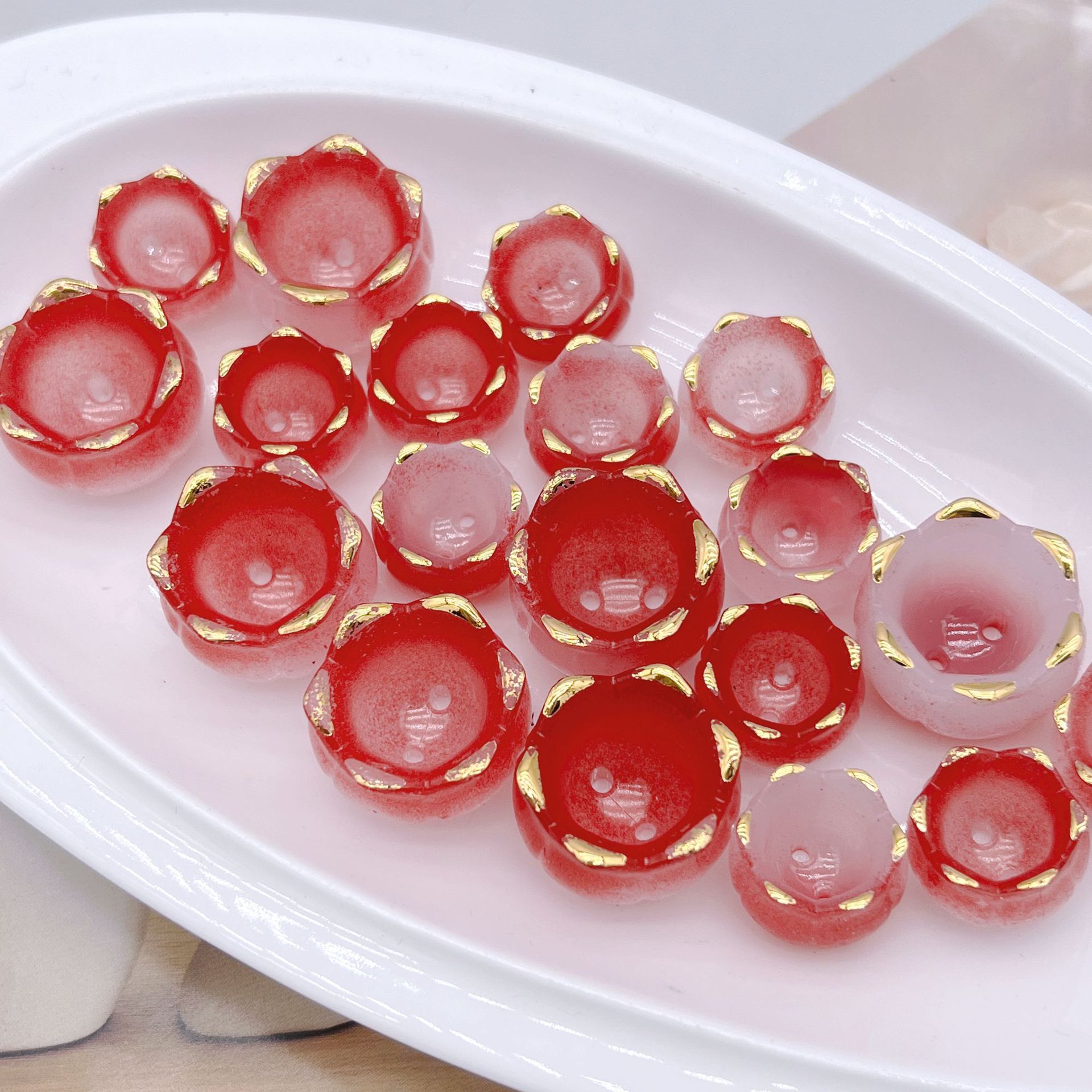 200g Acrylic jelly gradient gold edge perfume lily of the valley flower bud handmade DIY lily of the valley flower beaded accessories materials  HW03