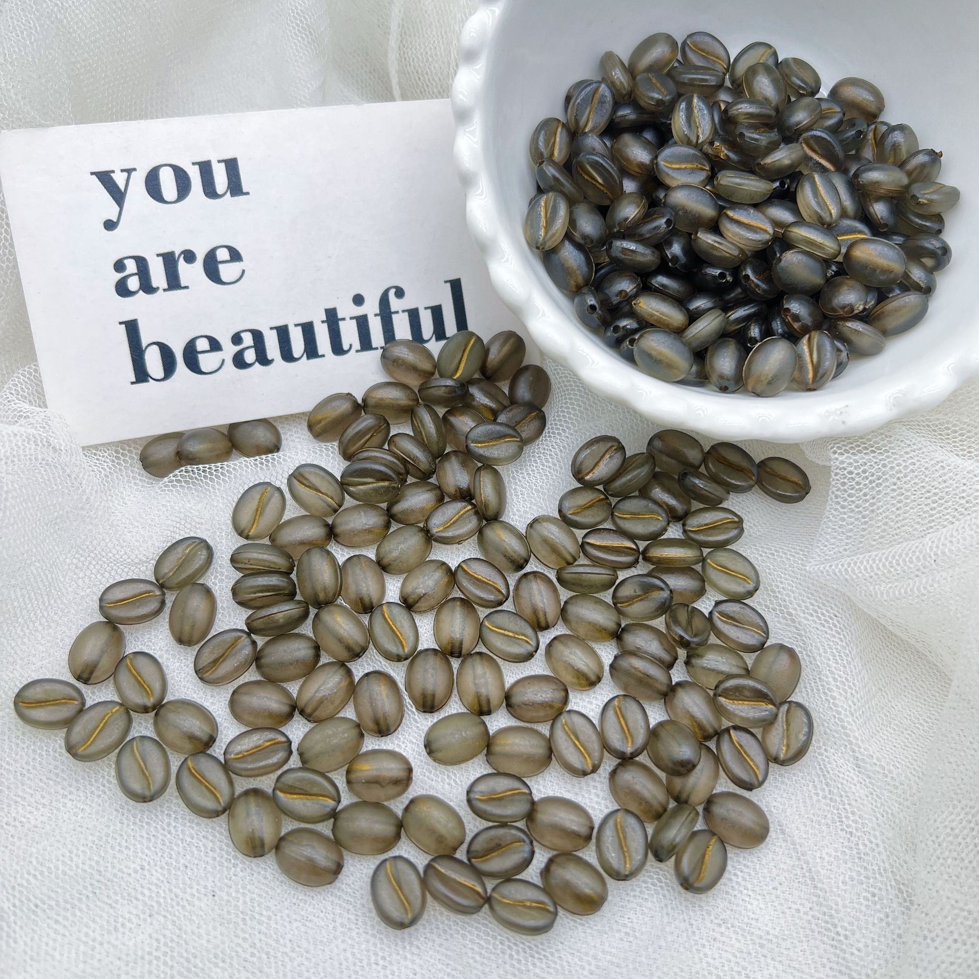 200G Acrylic retro style gold-patterned coffee beads handmade DIY beads mobile phone case accessories production materials HW22
