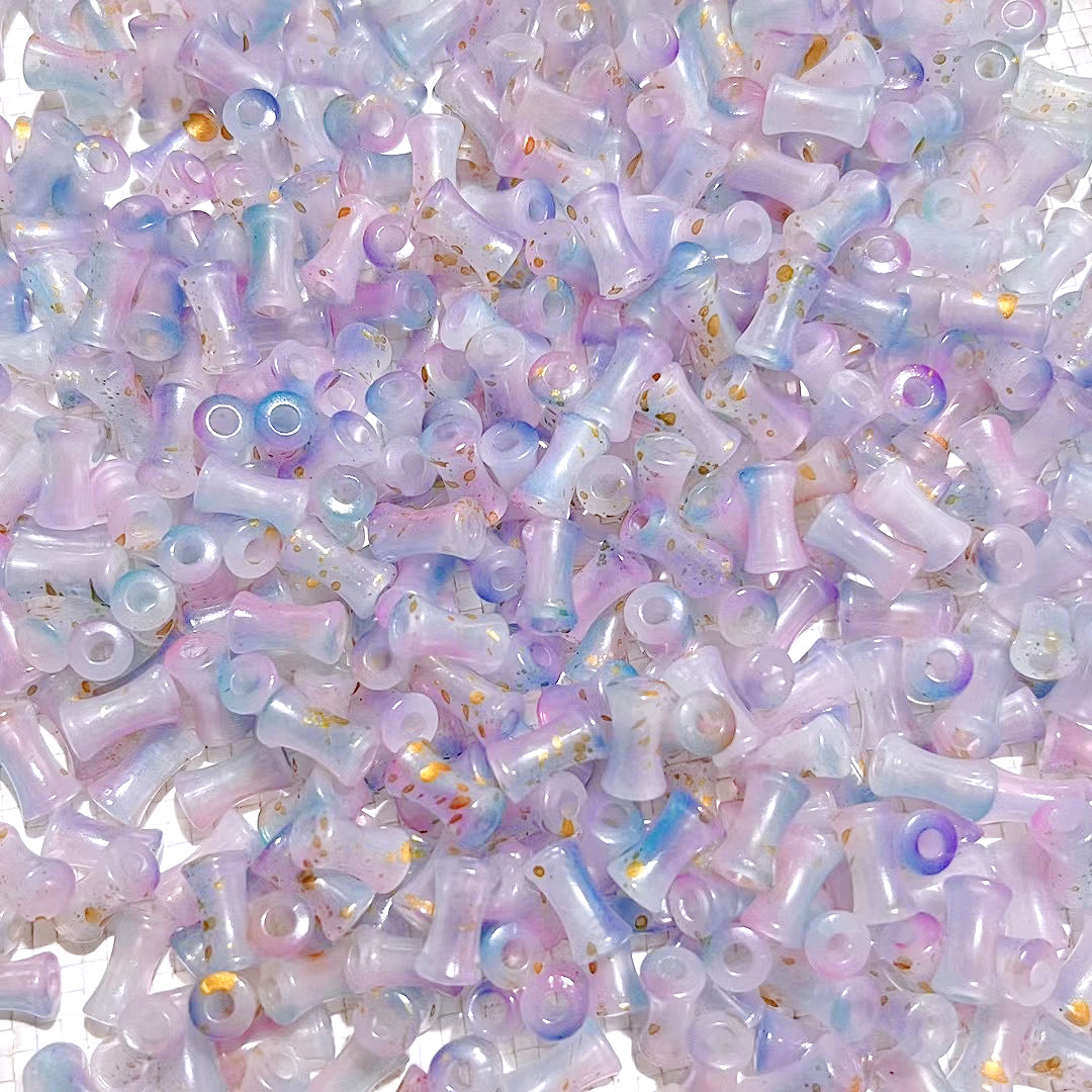 200g    Acrylic imitation glass gilt bamboo joint bead jelly gradient sprinkled gold bamboo DIY ancient style bracelet accessories HW13