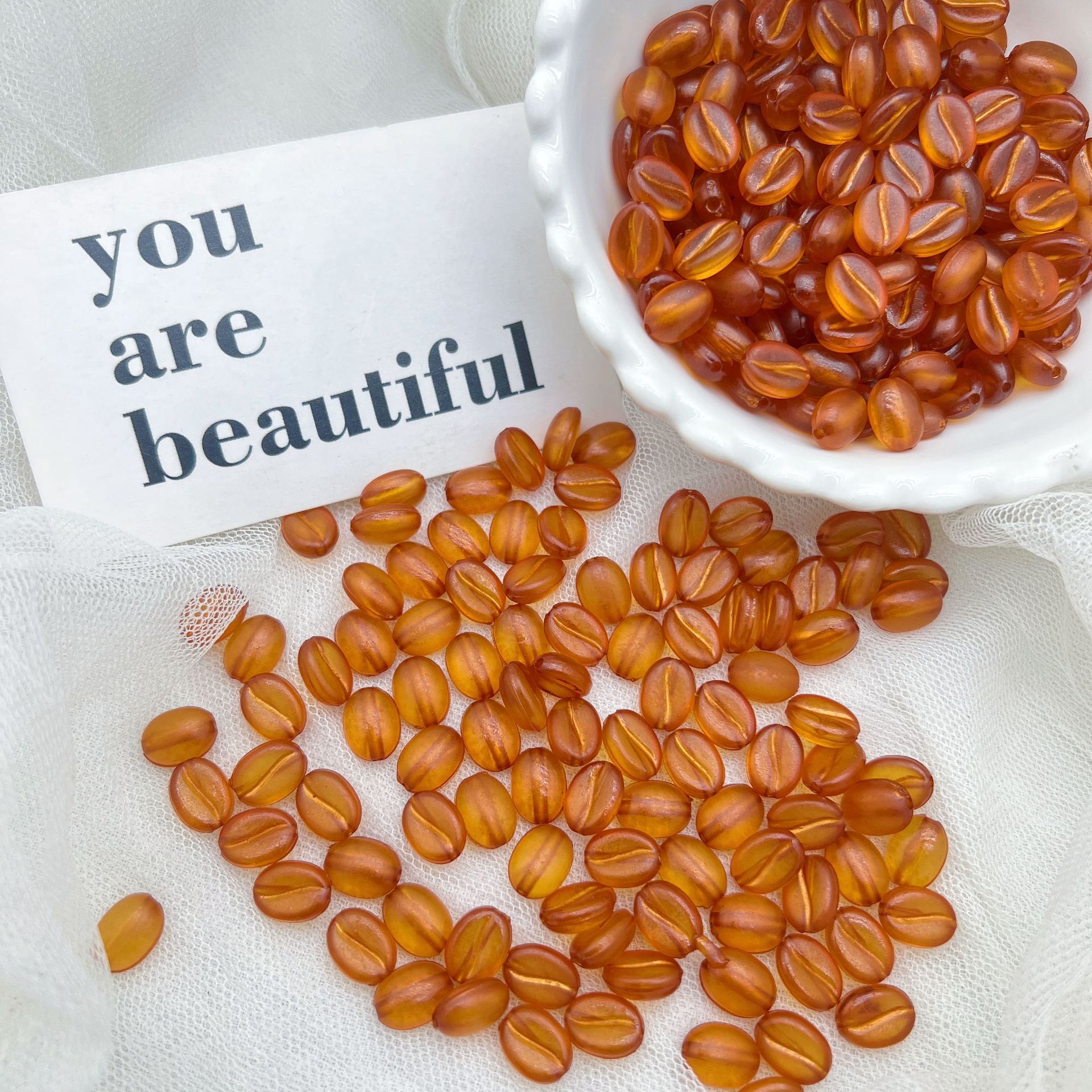 200G Acrylic retro style gold-patterned coffee beads handmade DIY beads mobile phone case accessories production materials HW22