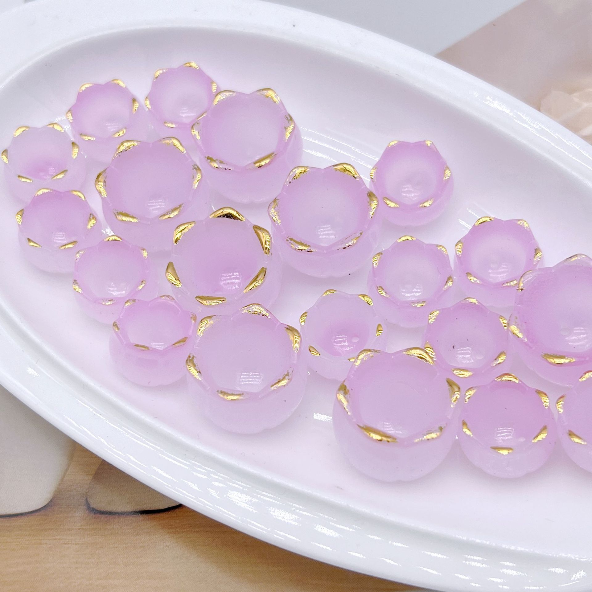 200g Acrylic jelly gradient gold edge perfume lily of the valley flower bud handmade DIY lily of the valley flower beaded accessories materials  HW03