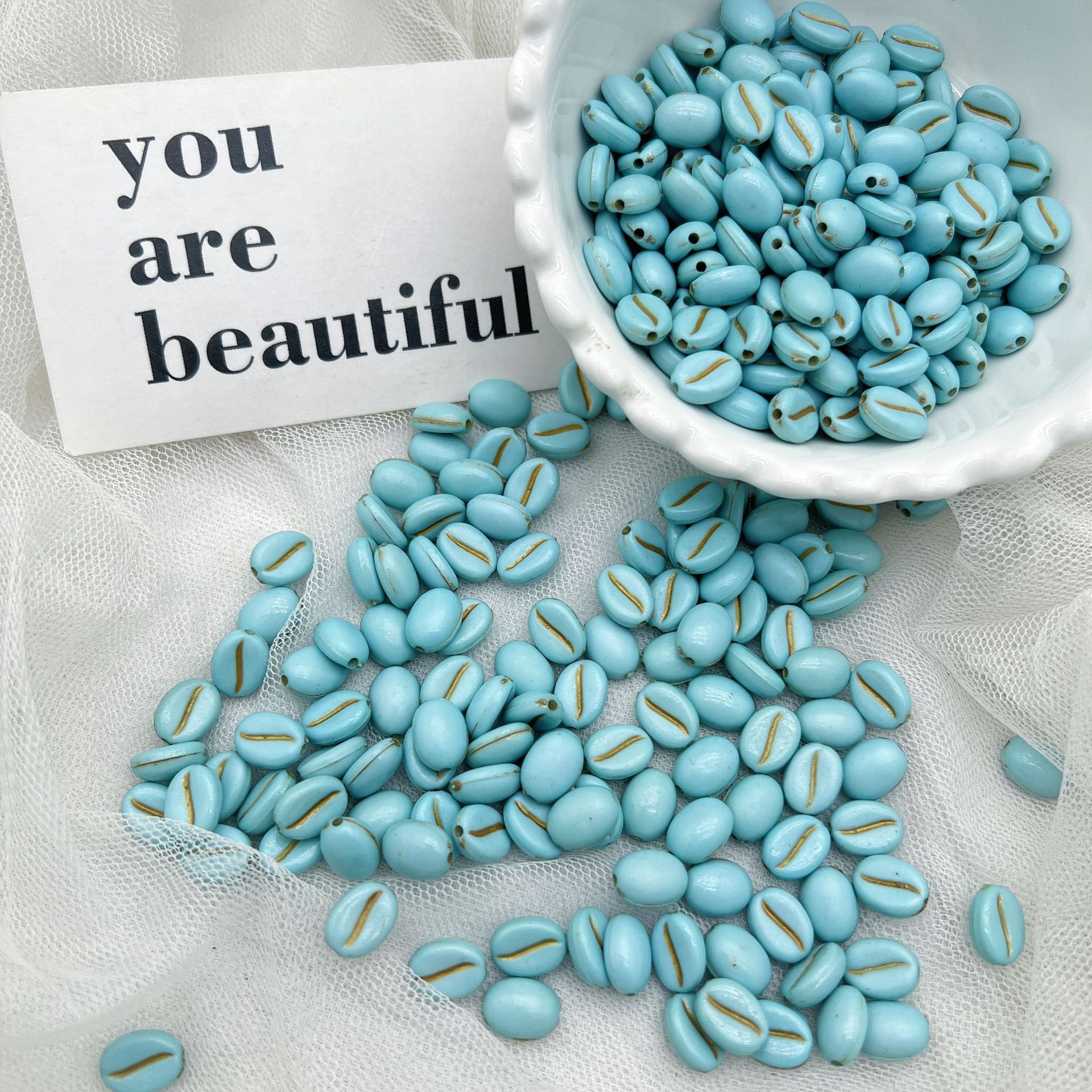 200G Acrylic retro style gold-patterned coffee beads handmade DIY beads mobile phone case accessories production materials HW22