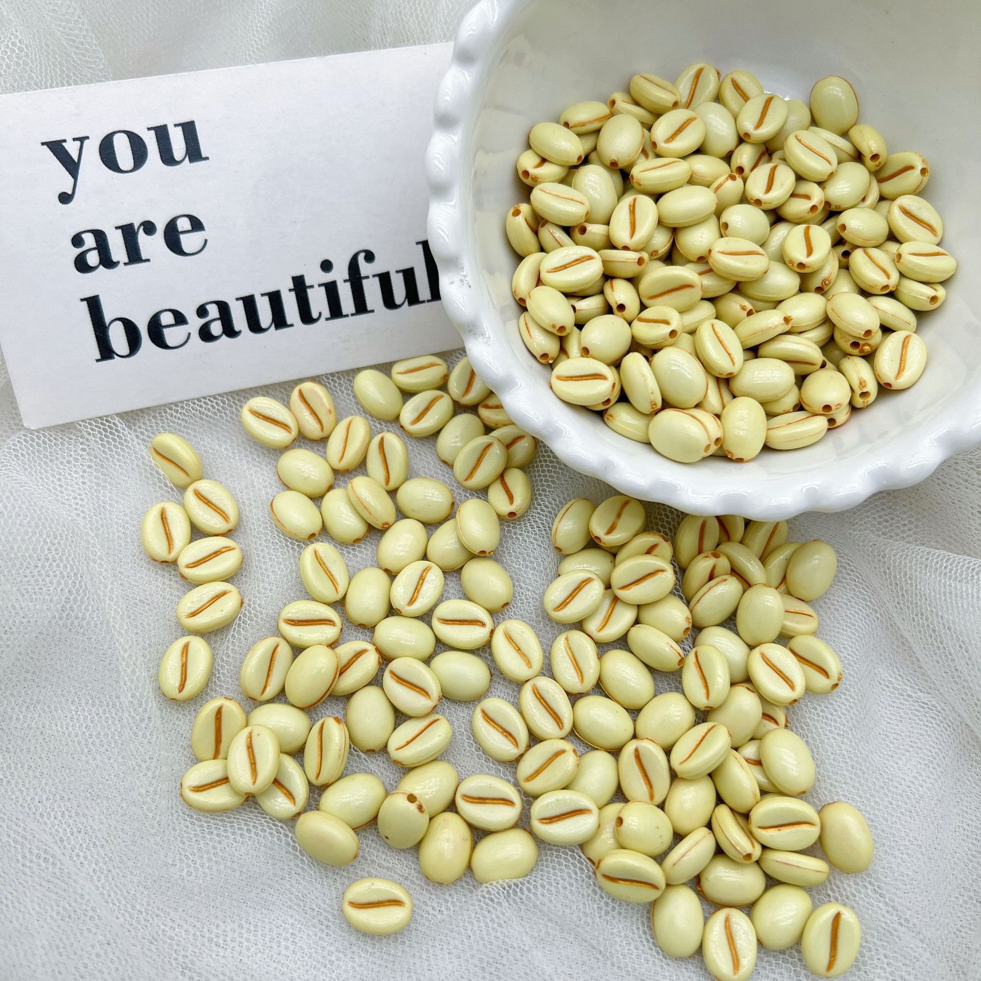 200G Acrylic retro style gold-patterned coffee beads handmade DIY beads mobile phone case accessories production materials HW22