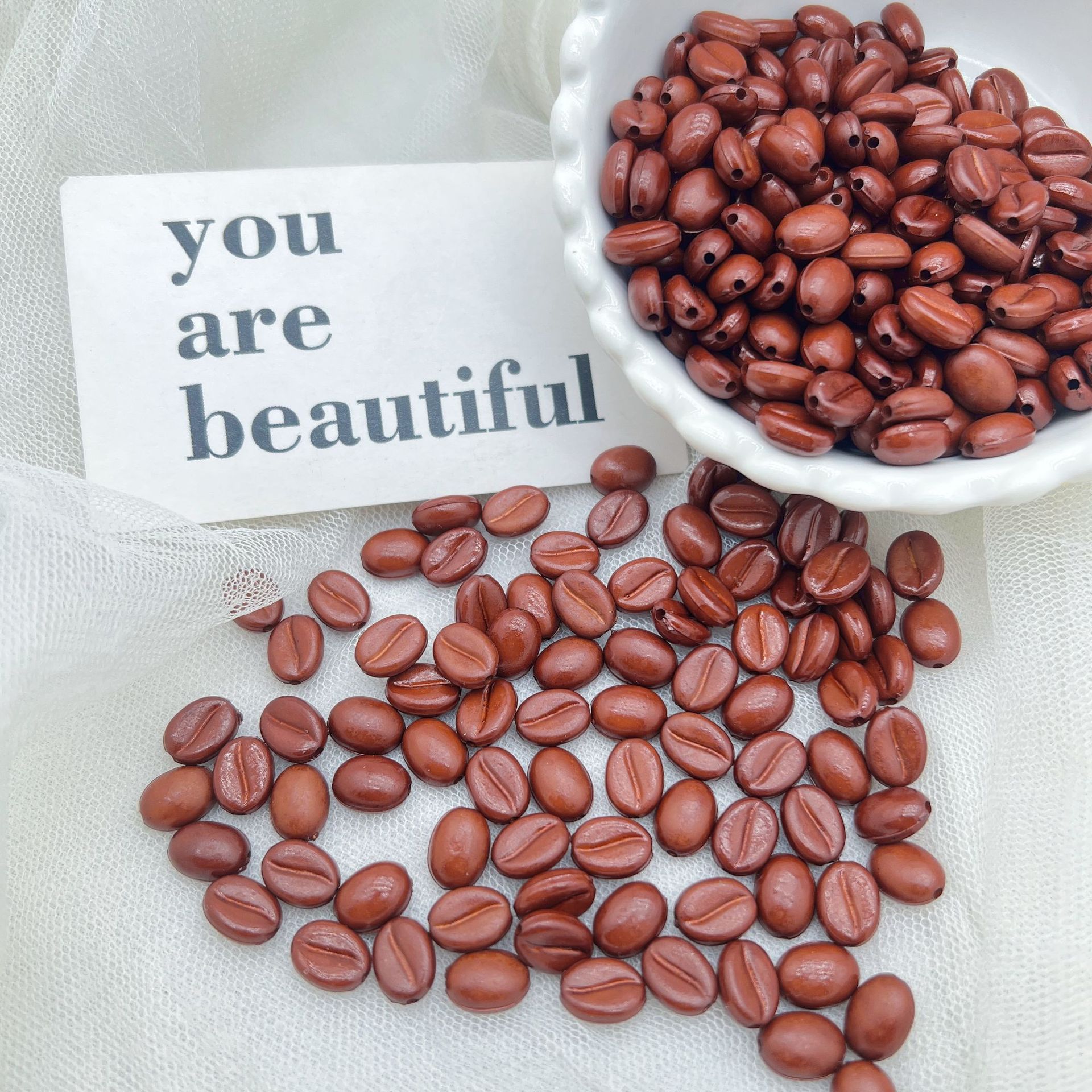 200G Acrylic retro style gold-patterned coffee beads handmade DIY beads mobile phone case accessories production materials HW22