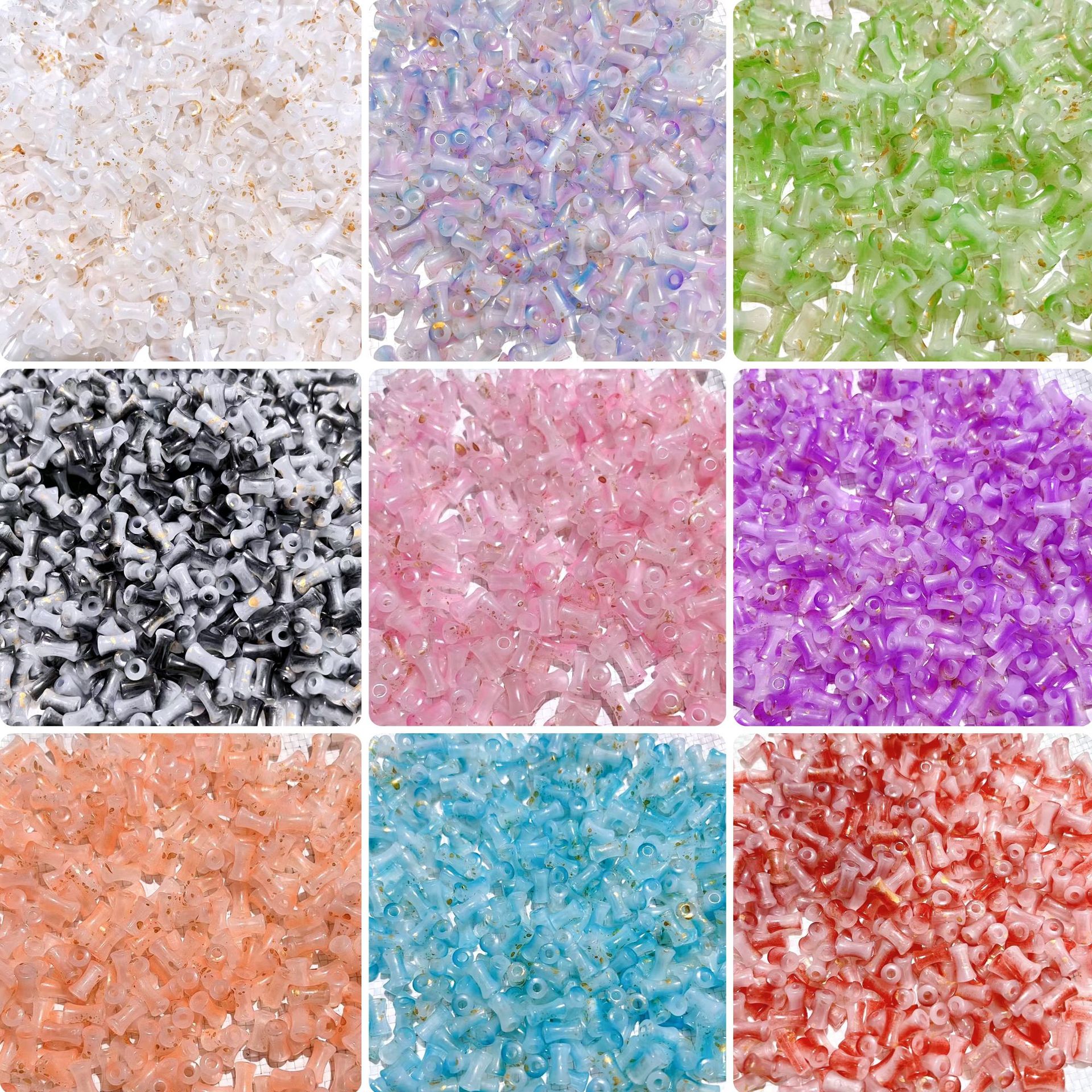 200g    Acrylic imitation glass gilt bamboo joint bead jelly gradient sprinkled gold bamboo DIY ancient style bracelet accessories HW13