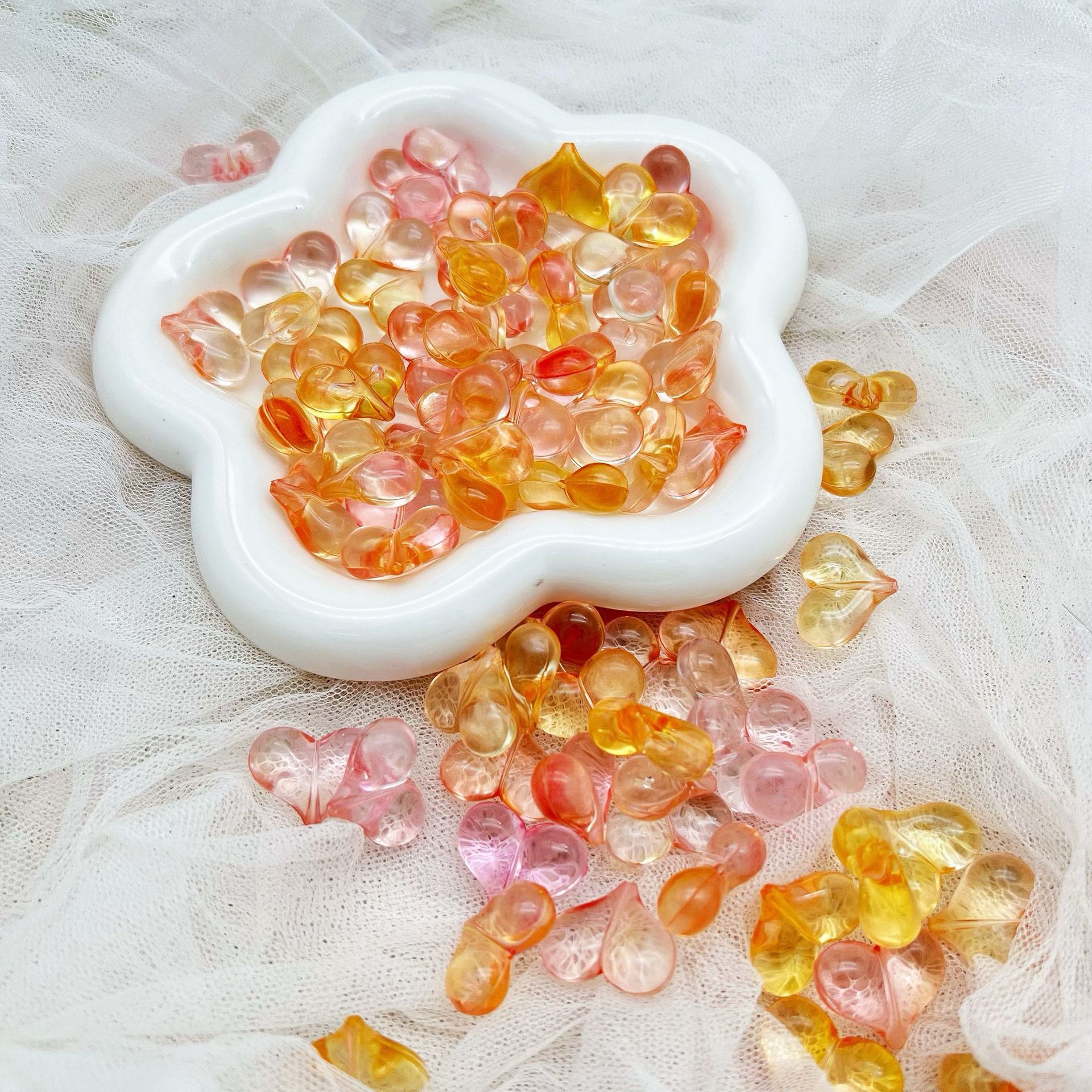 200G Transparent gradient shit peach love handmade DIY mobile phone chain beaded bag material mobile phone case accessories HW21