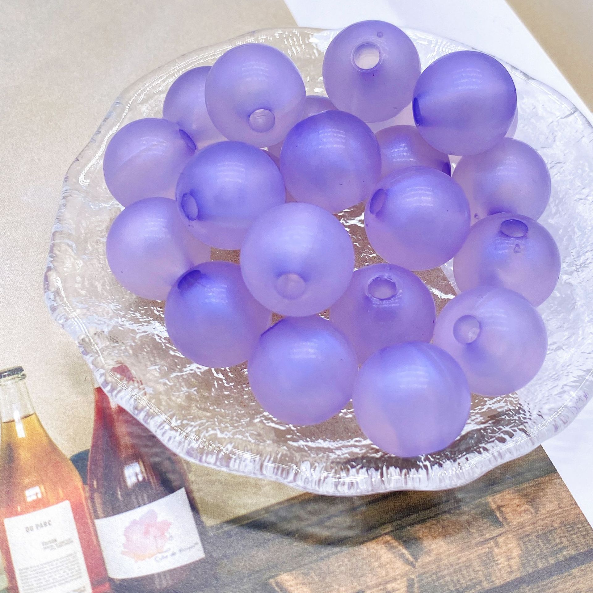 200g Straight hole polished round beads 16mm Mermaid Ji monochrome candy DIY cartoon beaded bracelet mobile phone chain HW31