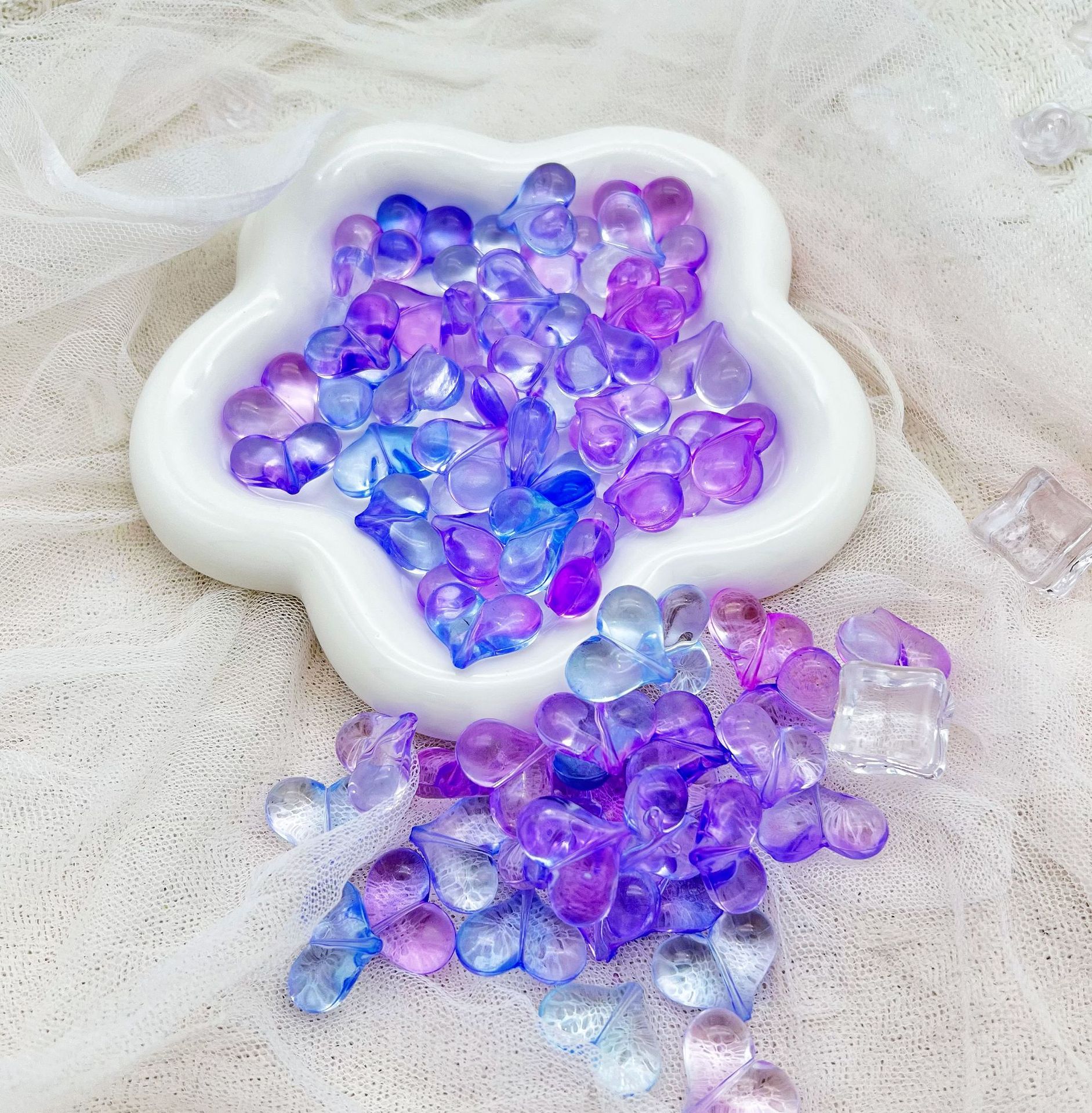 200G Transparent gradient shit peach love handmade DIY mobile phone chain beaded bag material mobile phone case accessories HW21