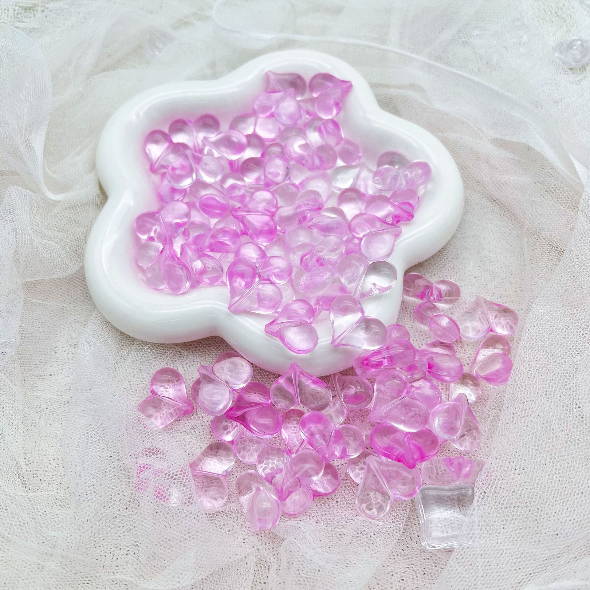 200G Transparent gradient shit peach love handmade DIY mobile phone chain beaded bag material mobile phone case accessories HW21