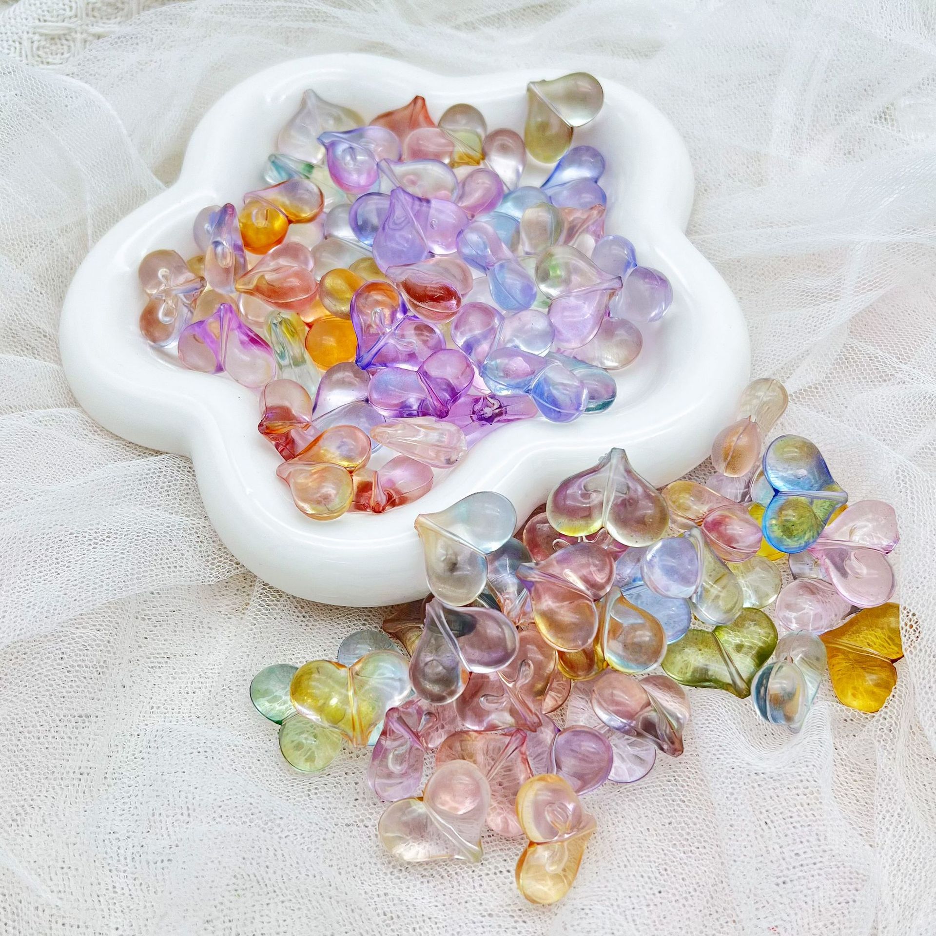 200G Transparent gradient shit peach love handmade DIY mobile phone chain beaded bag material mobile phone case accessories HW21