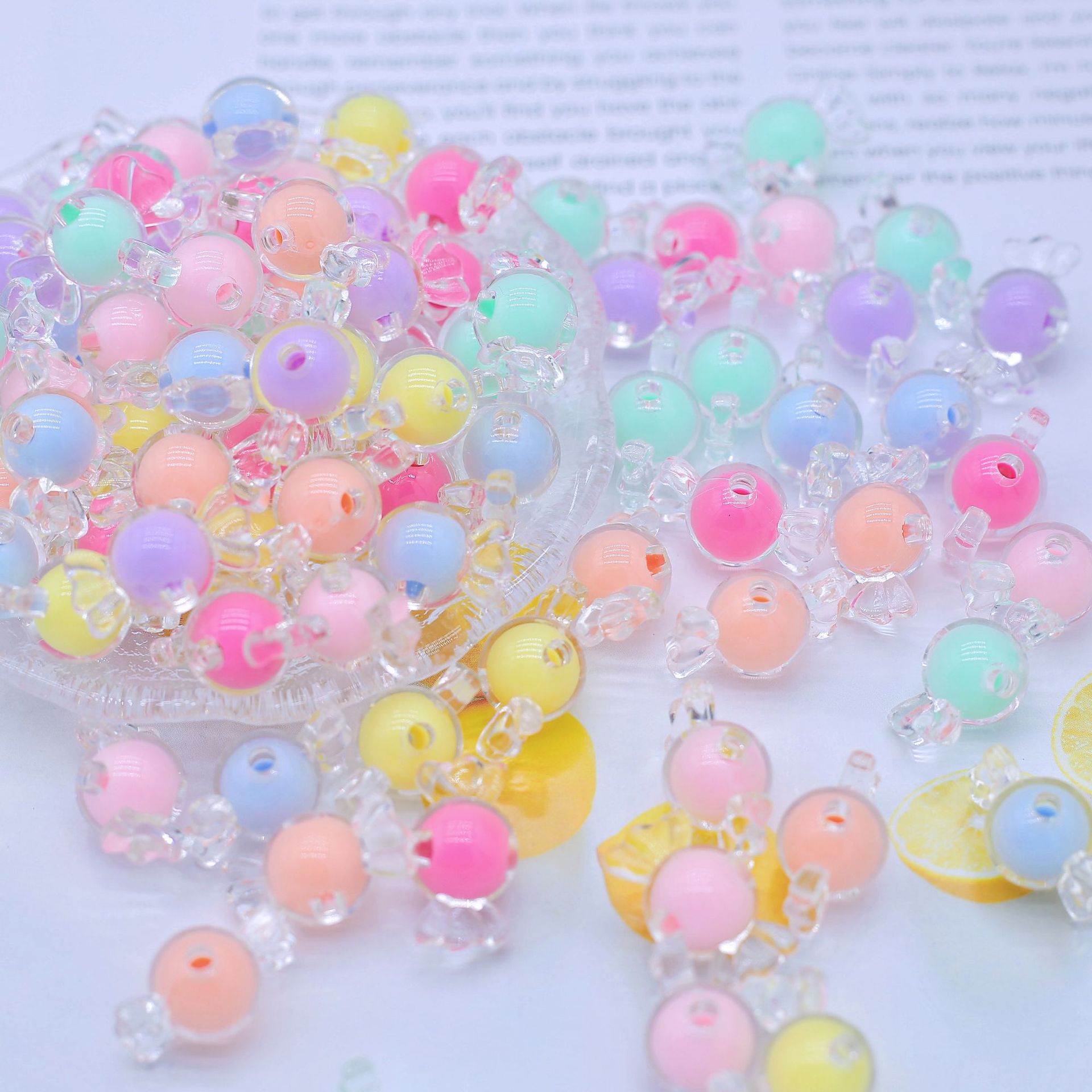 200G Beads and beads candy round beads mixed color children's bead accessories material DIY fill box beads and beads accessories HW23