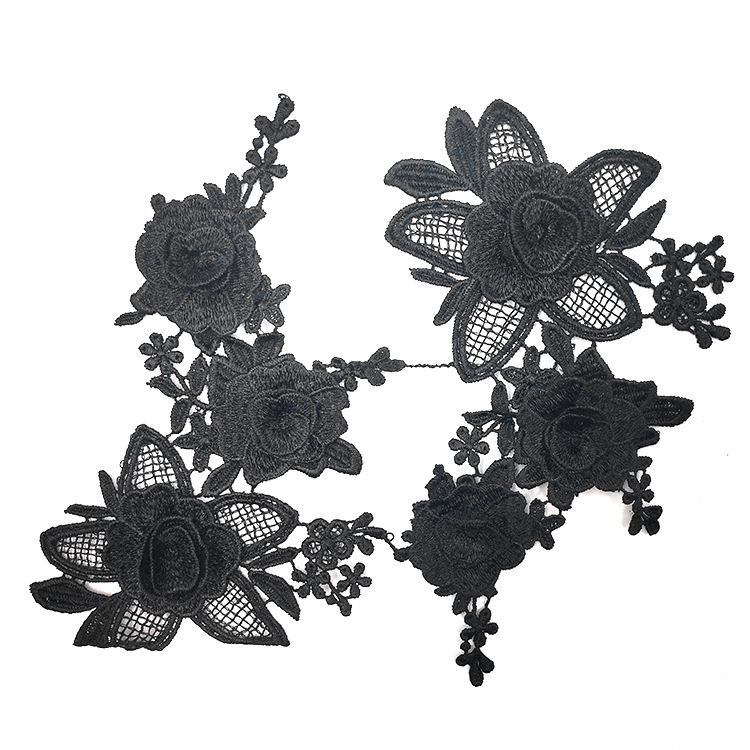 zsbszc 21X12CM 5 pairs many colors Fashion Lace Flower Appliques Embroidery Patches sew on Apparel Trims Diy Cosplay DA946