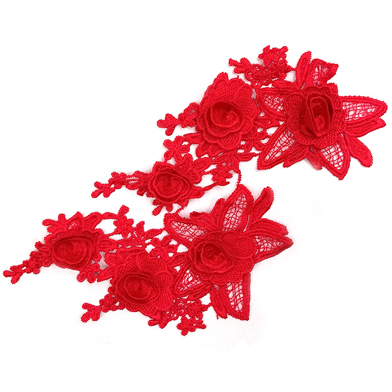 zsbszc 21X12CM 5 pairs many colors Fashion Lace Flower Appliques Embroidery Patches sew on Apparel Trims Diy Cosplay DA946